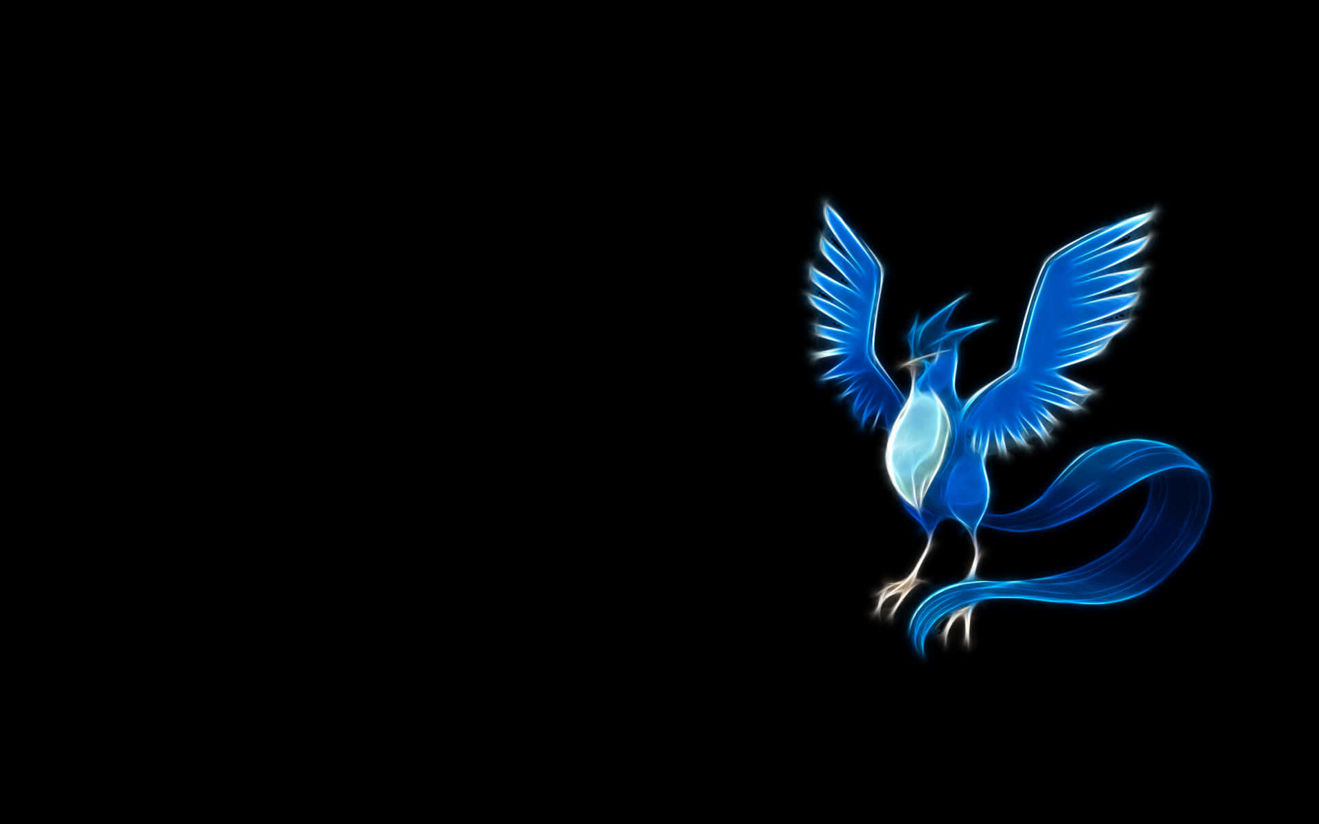 Neon Articuno, glowing blue bird, outstretched wings, Full HD Desktop Wallpaper