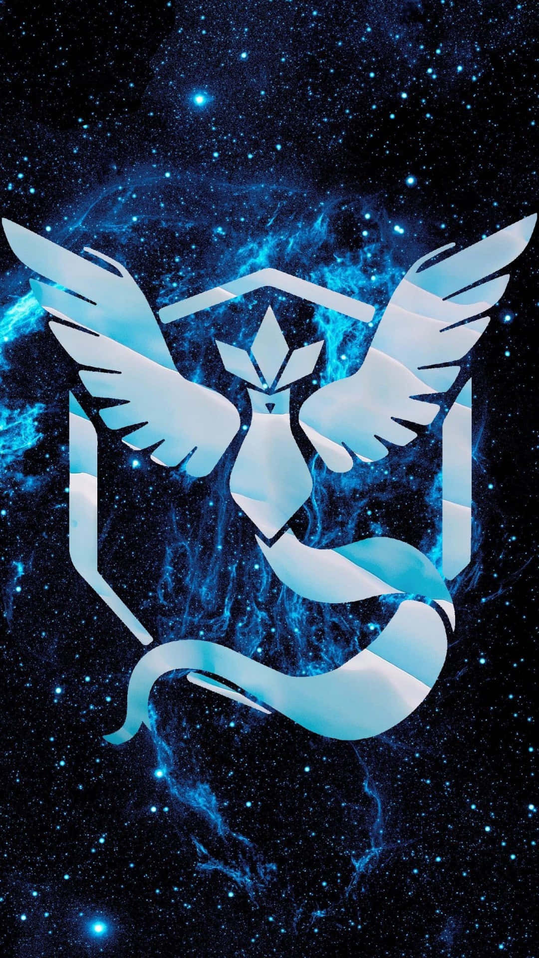 Articuno, glowing blue, stylized bird emblem, Full HD Phone Wallpaper