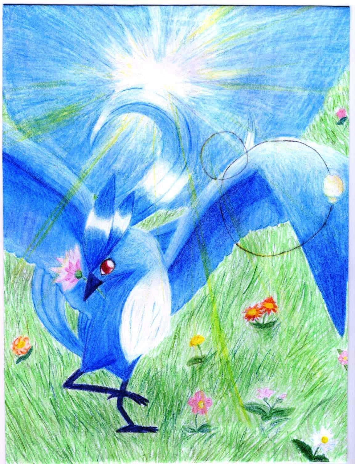 Articuno, blue bird, red eyes, HD Phone Wallpaper