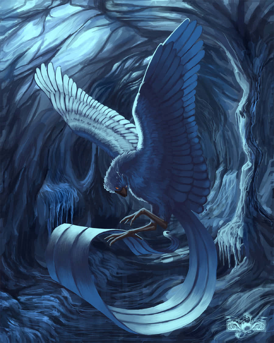 Articuno, blue forest, glowing scroll, SD Phone Wallpaper