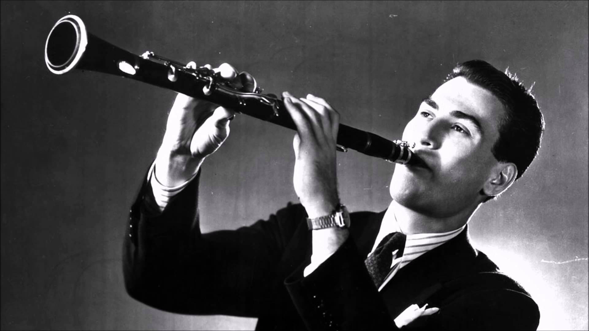 Artie Shaw, clarinet, black and white portrait, Full HD Desktop Wallpaper