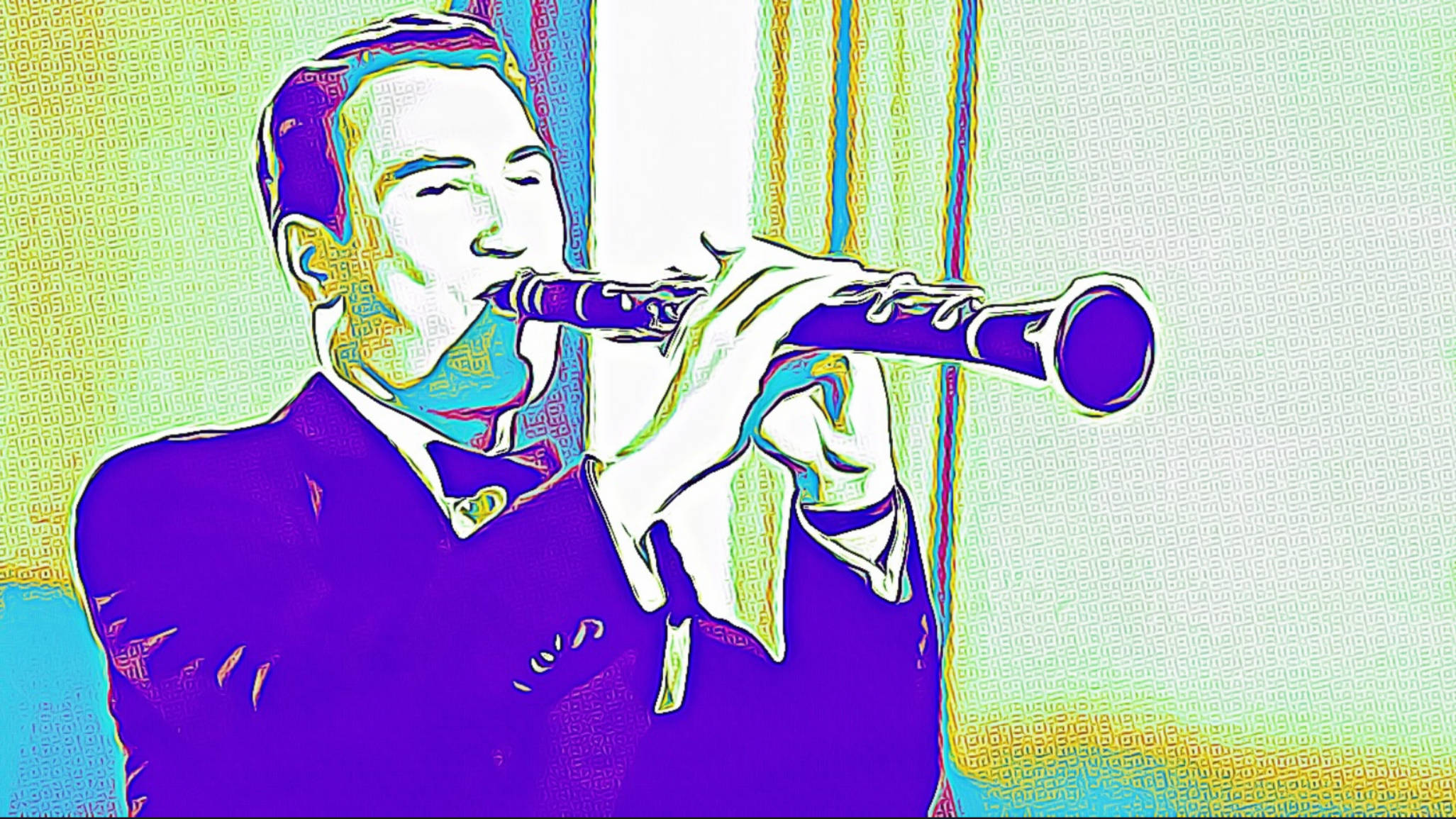 Artie Shaw, clarinet, neon colors, Full HD Desktop Wallpaper