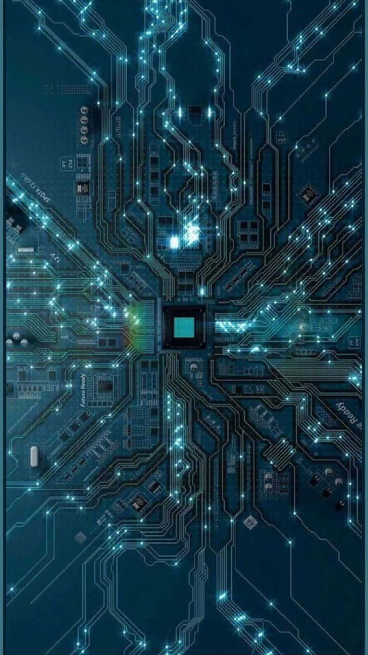 Artificial Intelligence, glowing blue circuit board, intricate pathways, HD Phone Wallpaper