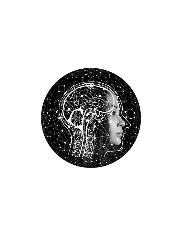 Artificial Intelligence, monochrome, circular illustration, SD Phone Wallpaper