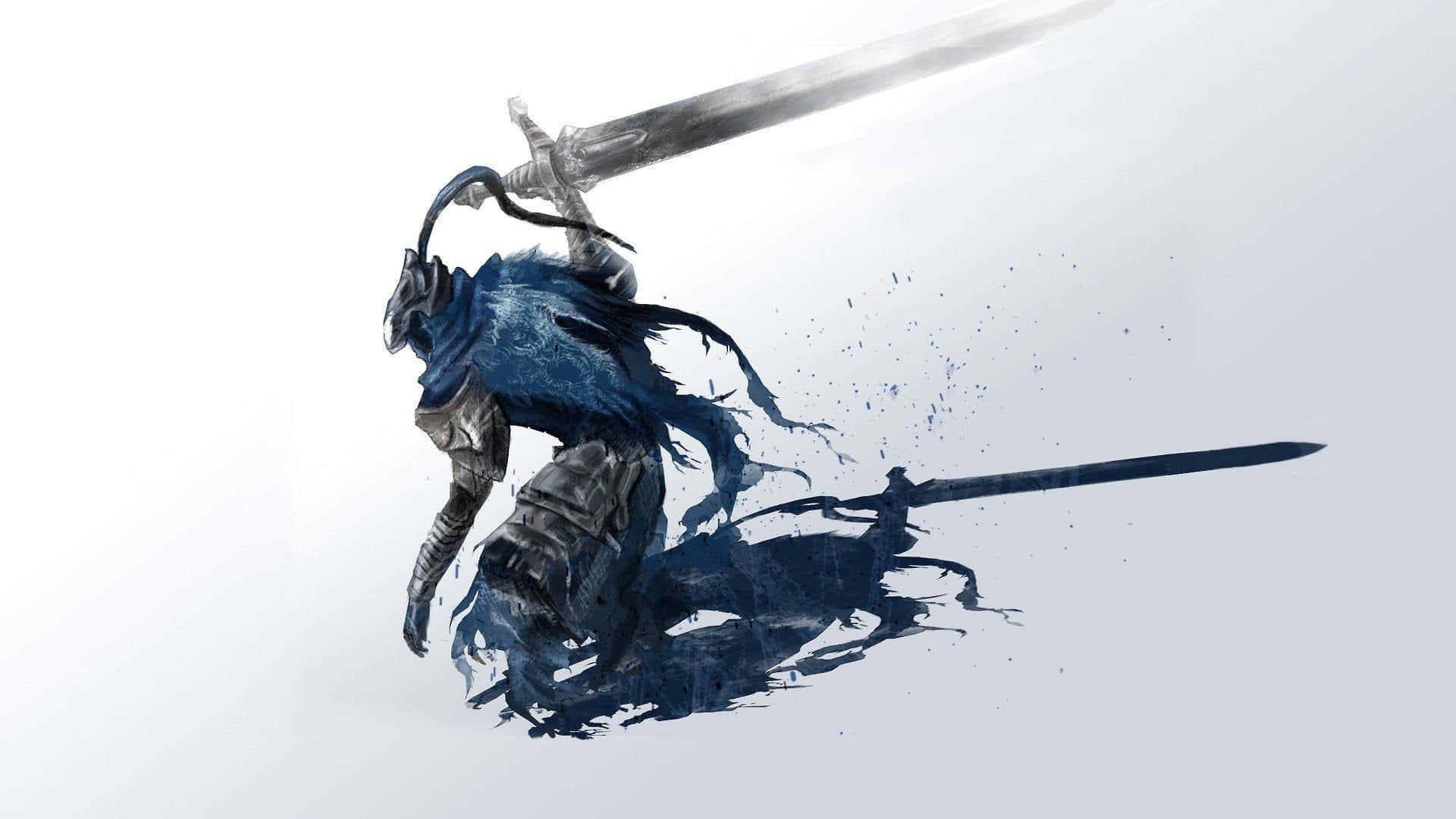Artorias The Abysswalker, blue-armored warrior, glowing sword, Full HD Desktop Wallpaper