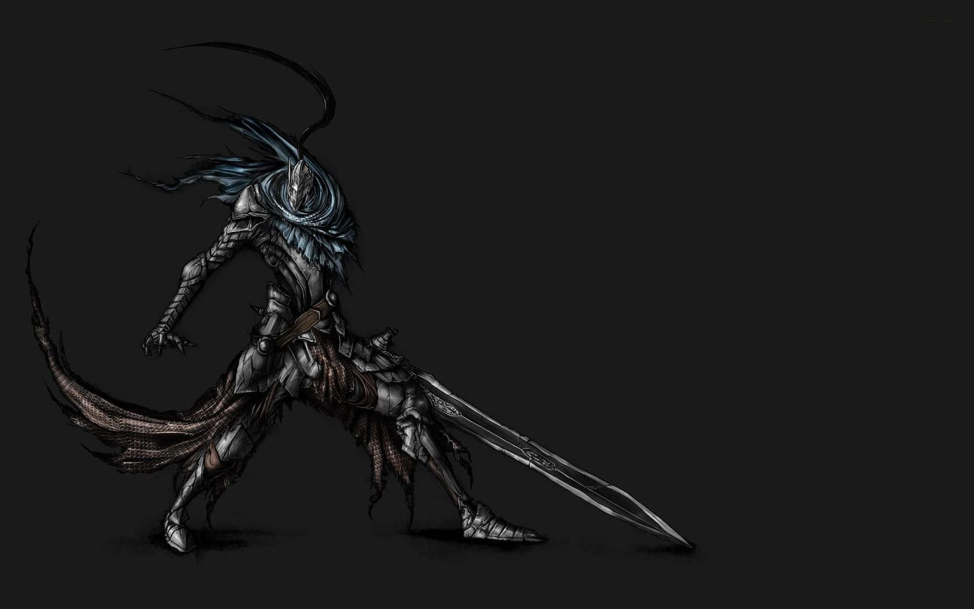 Artorias The Abysswalker, ornate silver armor, longsword, Full HD Desktop Wallpaper
