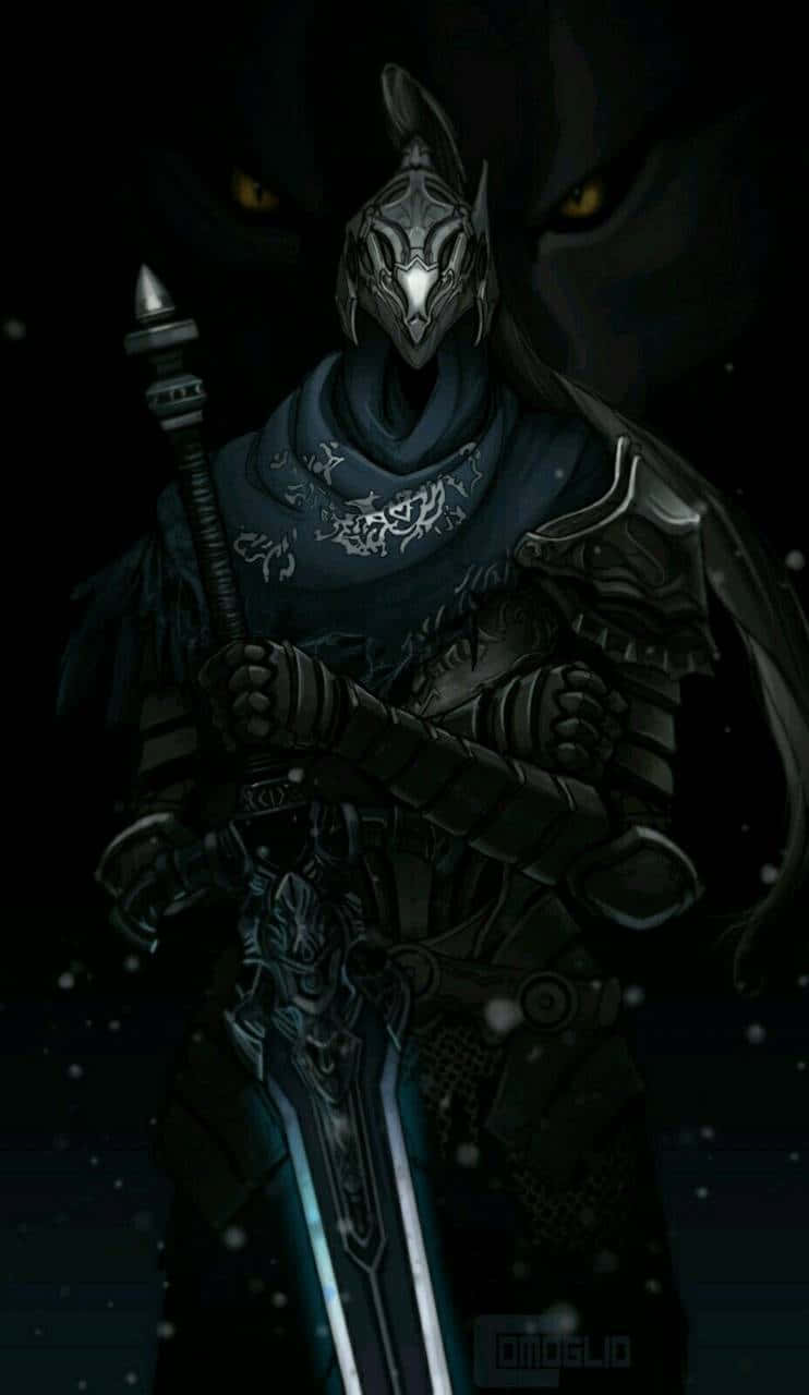 Artorias the Abysswalker, dark armored knight, glowing eyes, HD Phone Wallpaper