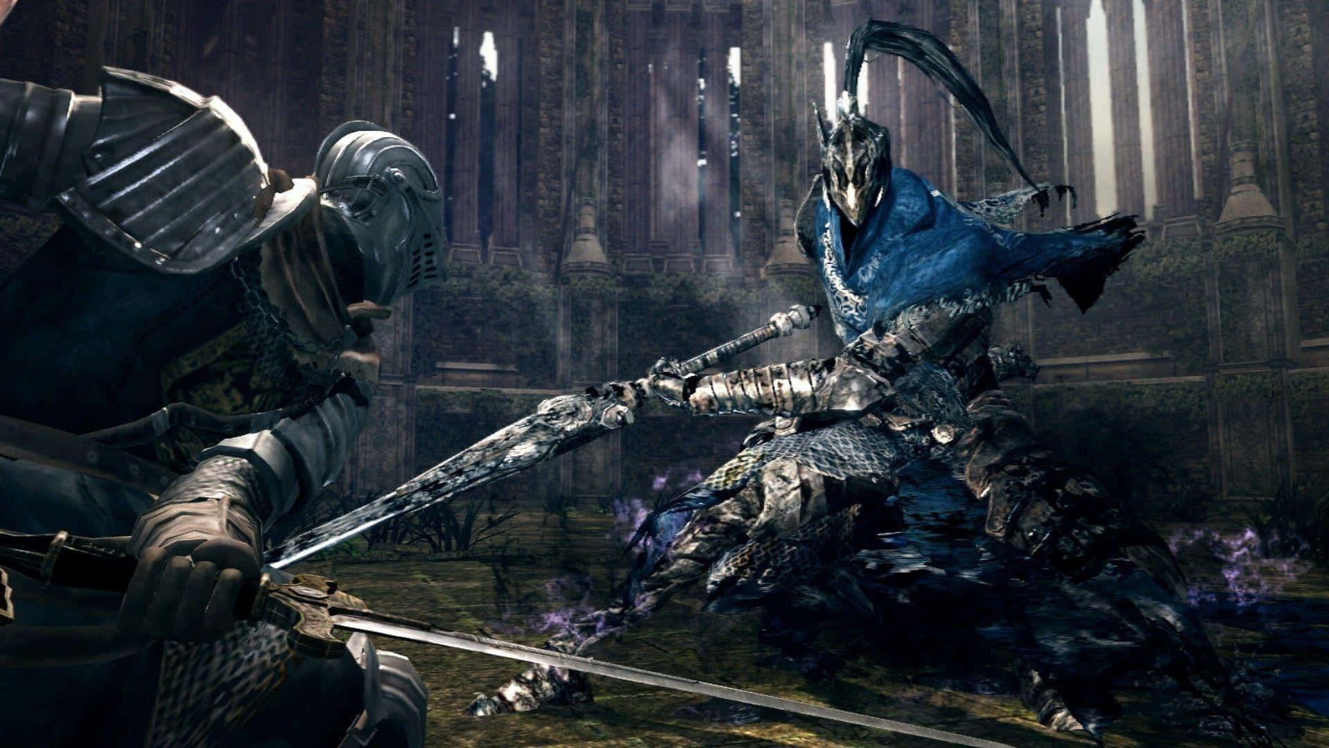 Artorias The Abysswalker, gothic cathedral, stained glass windows, Full HD Desktop Wallpaper