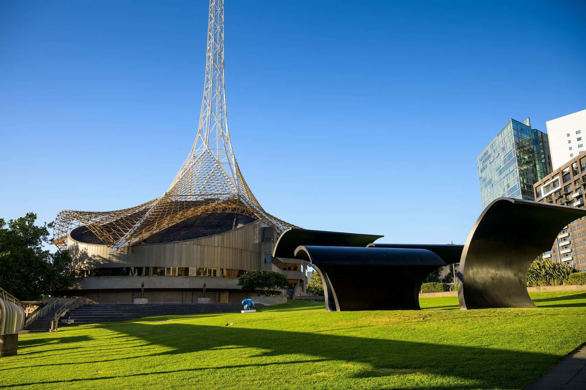 Arts Centre Melbourne, spire, lattice tower, Full HD Desktop Wallpaper