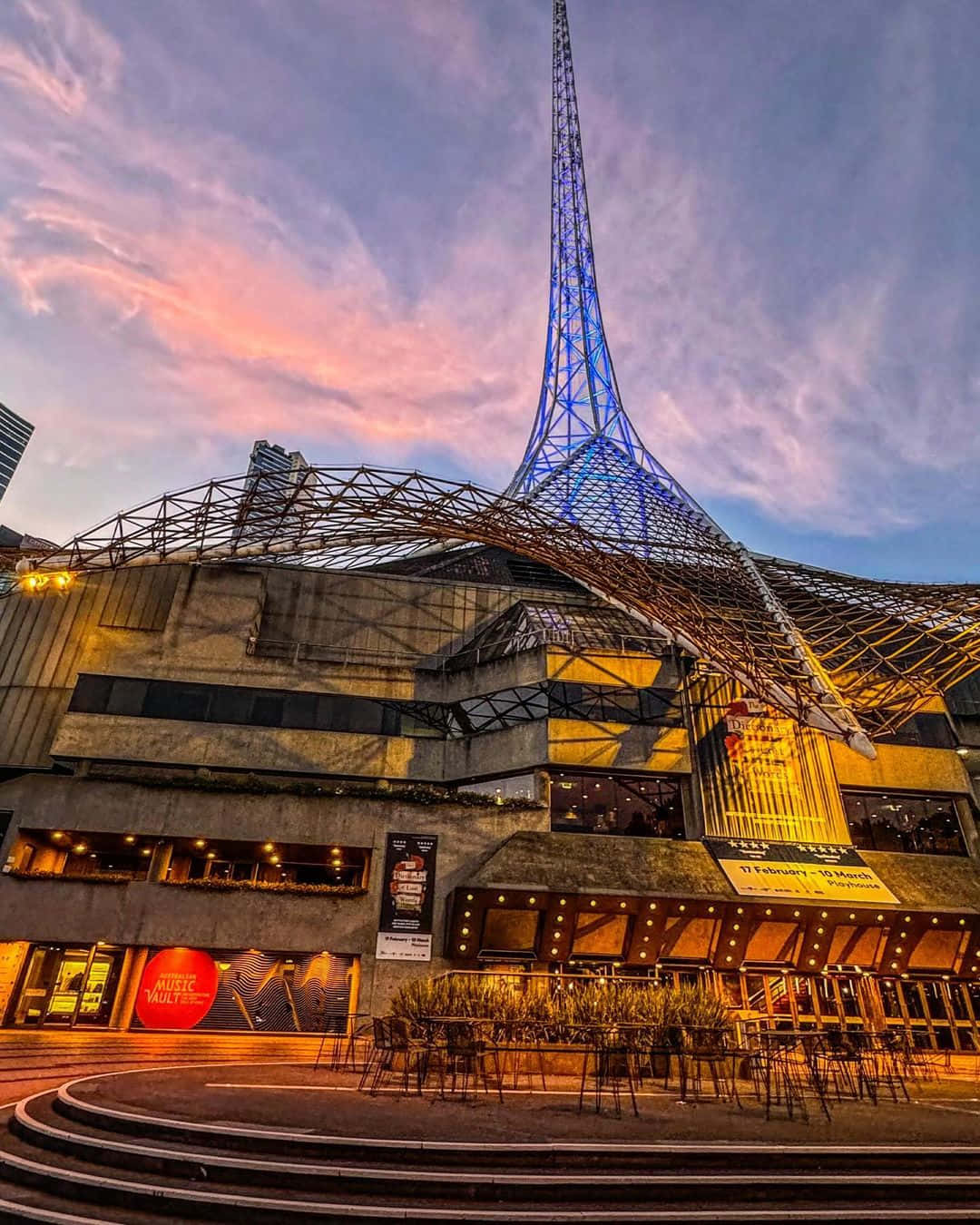 Arts Centre Melbourne, spire, dusk, HD Phone Wallpaper