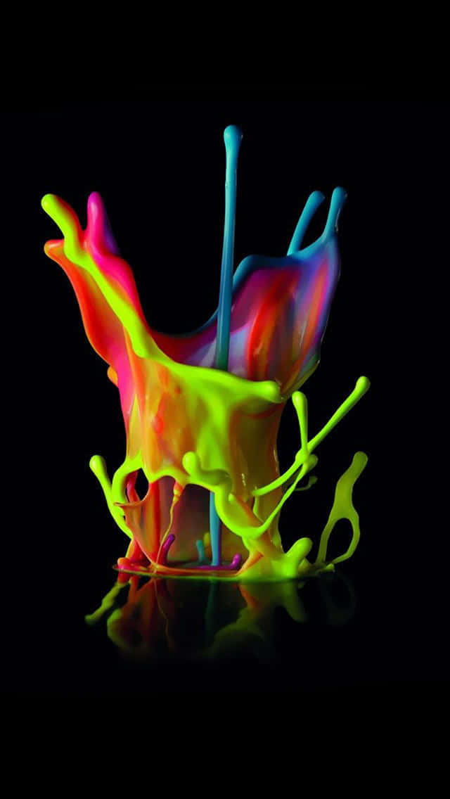 3D Neon Paint Splash, neon paint splashes, black background, SD Phone Wallpaper