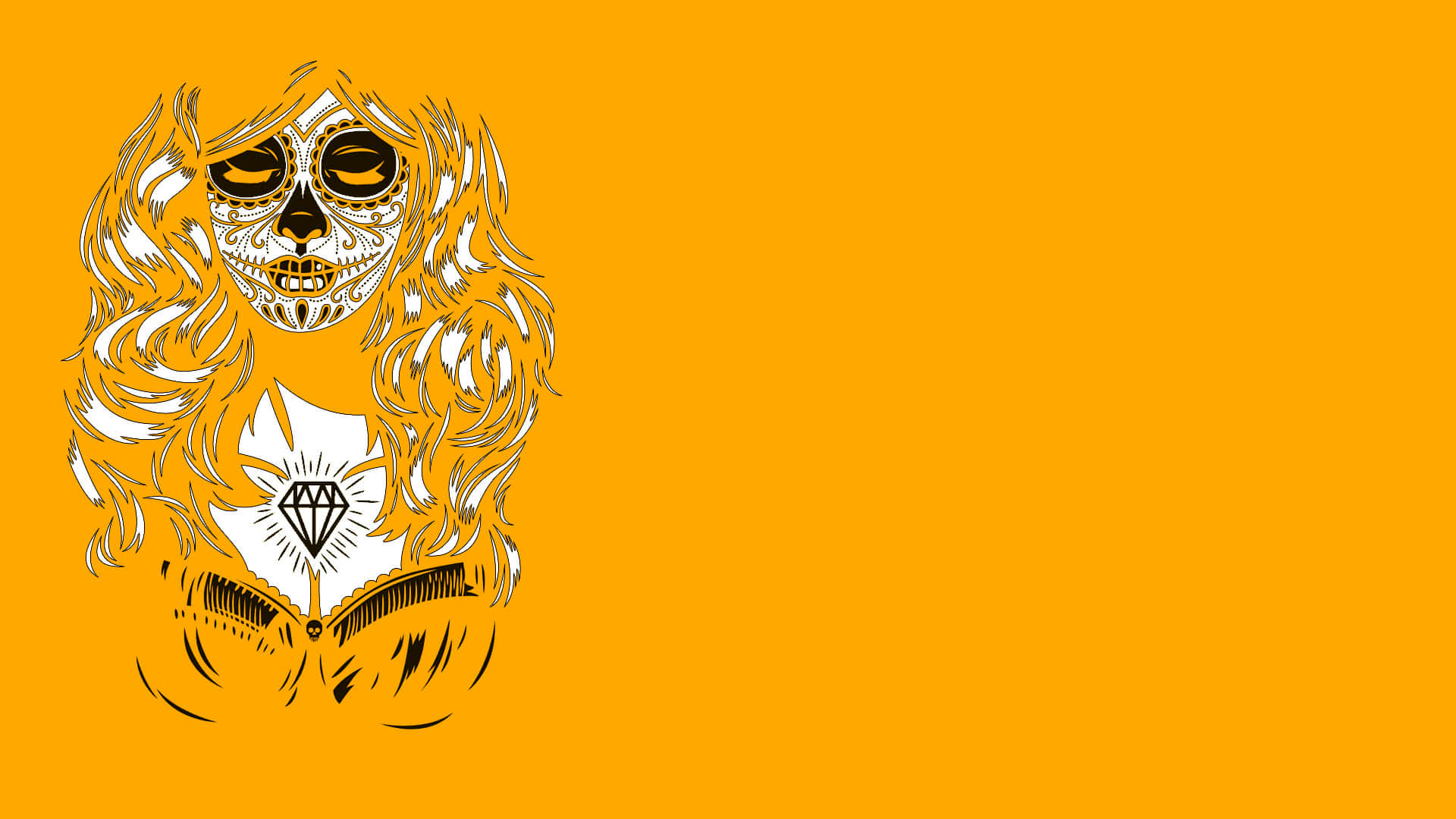Mexican woman, sugar skull, diamond emblem, Full HD Desktop Wallpaper