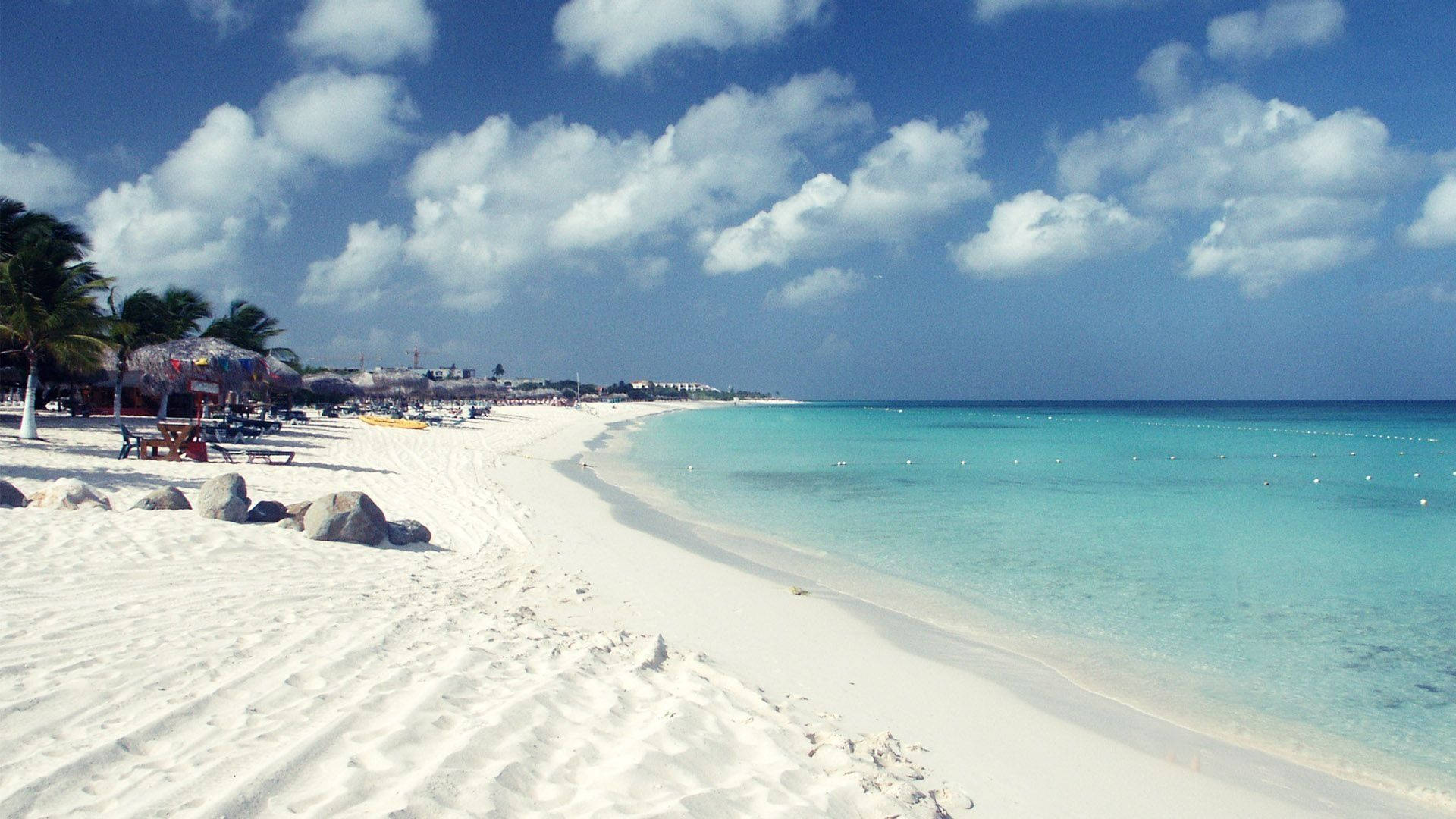 Aruba, white sand beach, turquoise waters, Full HD Desktop Wallpaper