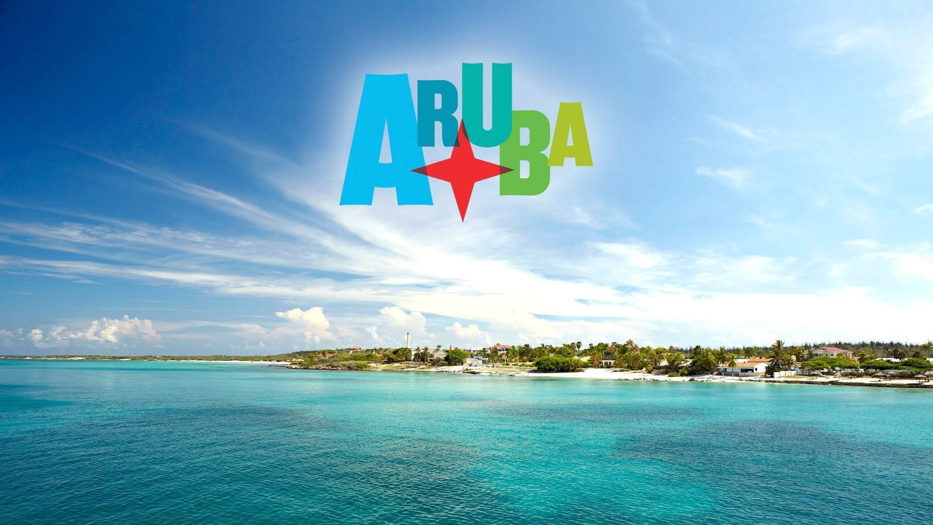 Aruba, turquoise waters, white sandy beach, Full HD Desktop Wallpaper
