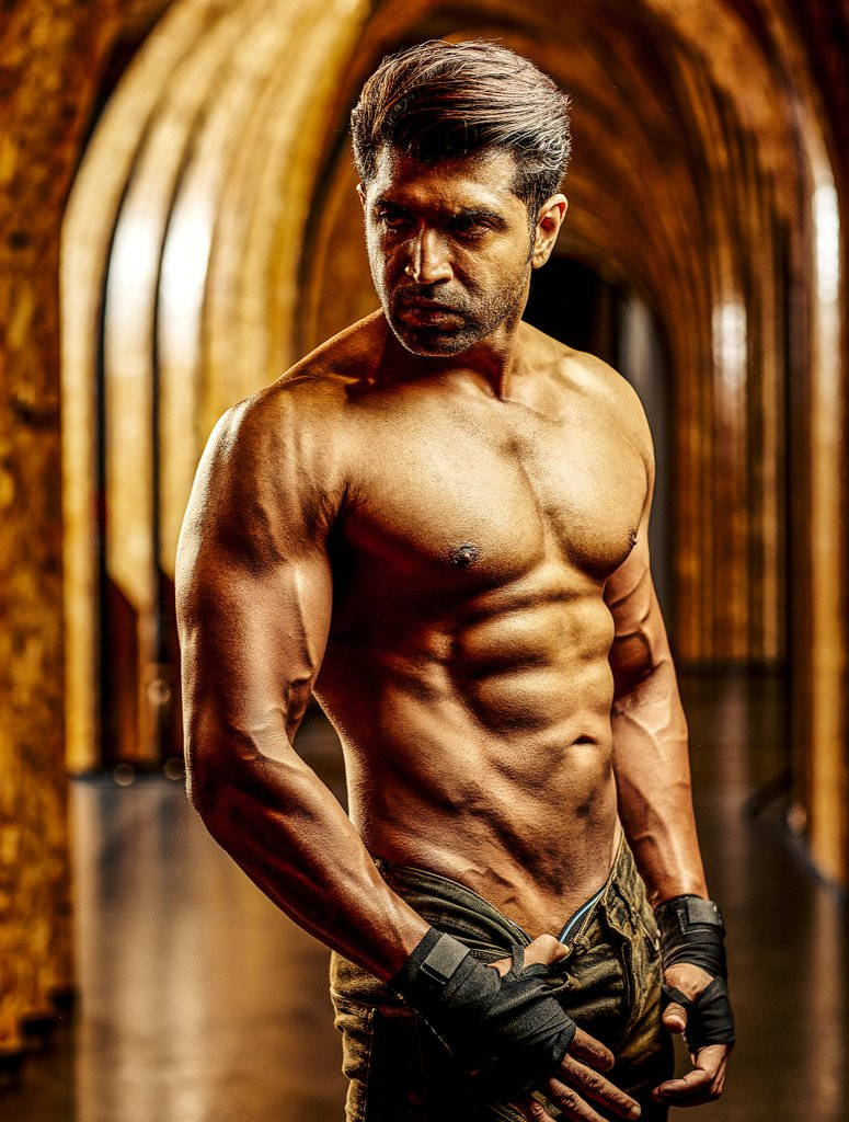 Arun Vijay, shirtless, muscular, SD Phone Wallpaper