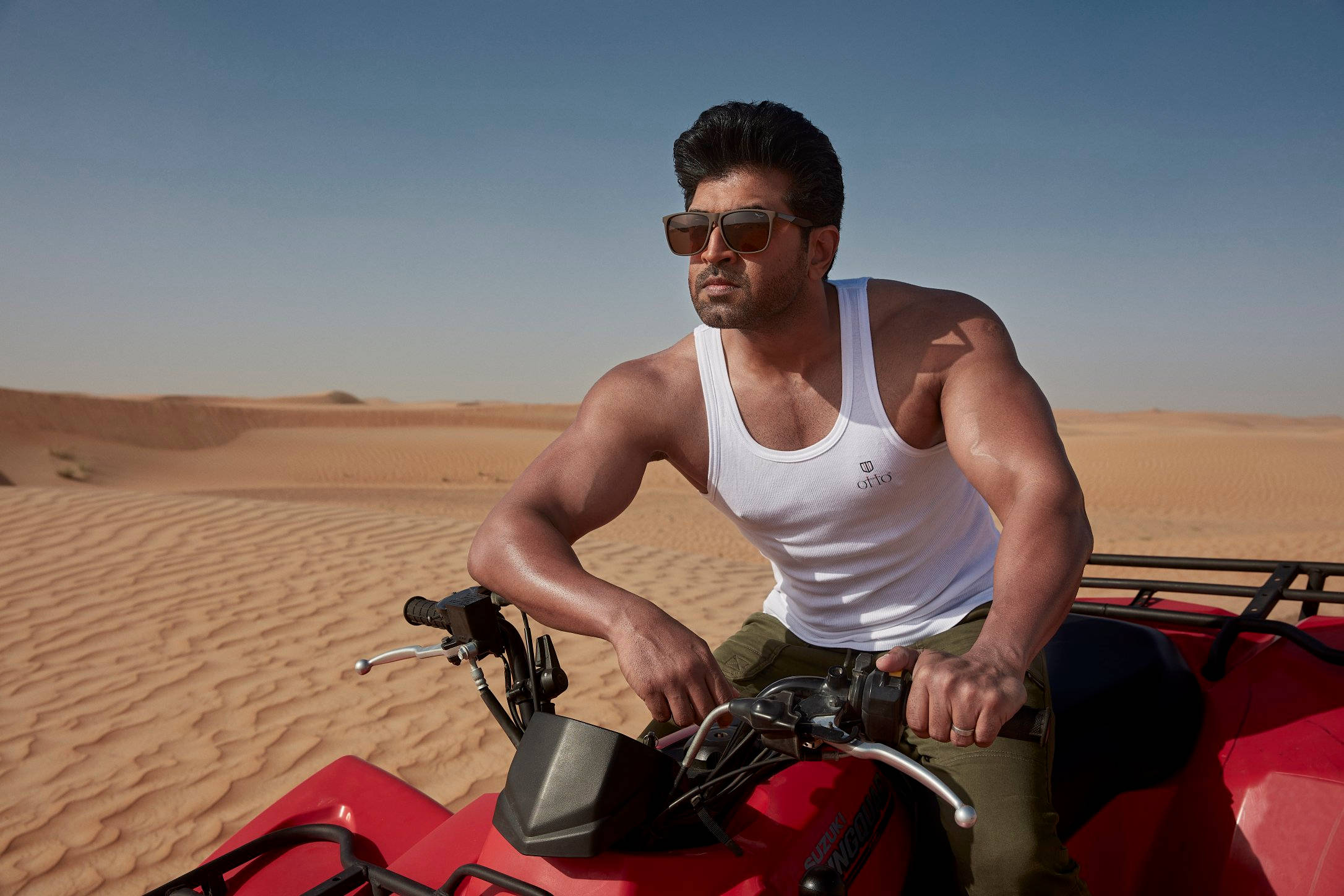 Arun Vijay, desert, red ATV, Full HD Desktop Wallpaper