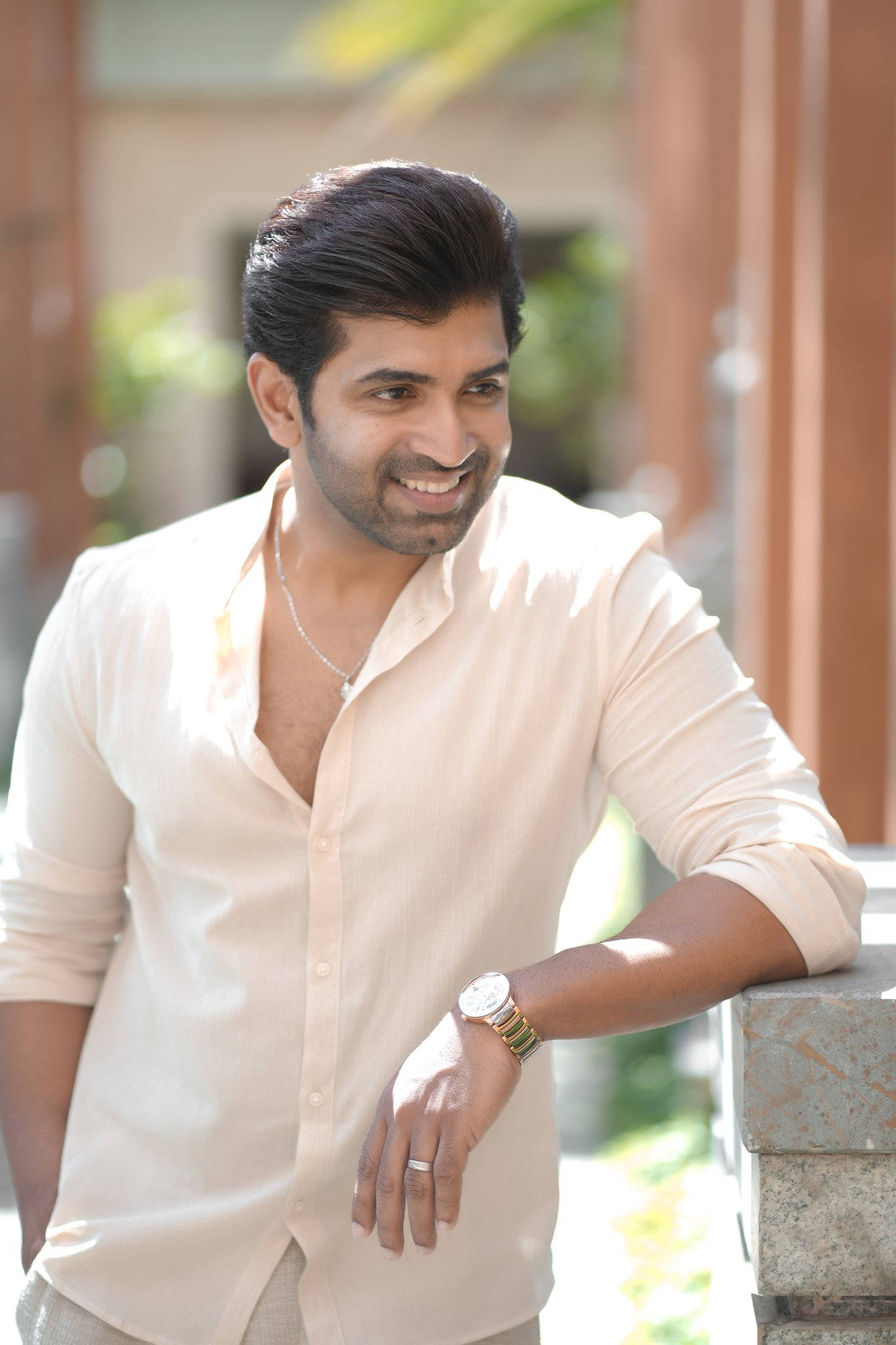 Arun Vijay, peach shirt, cream shirt, Full HD Phone Wallpaper