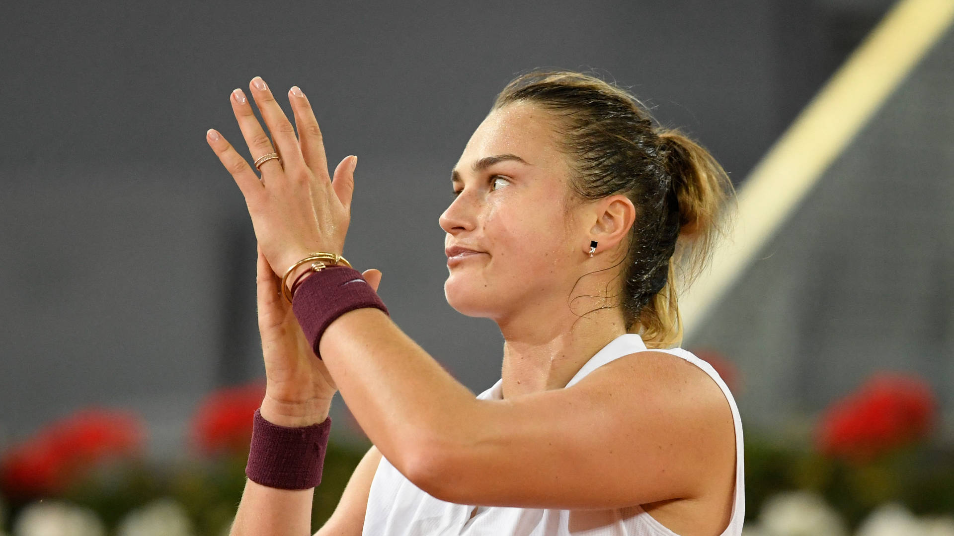 Aryna Sabalenka, tennis player, stadium lights, Full HD Desktop Wallpaper