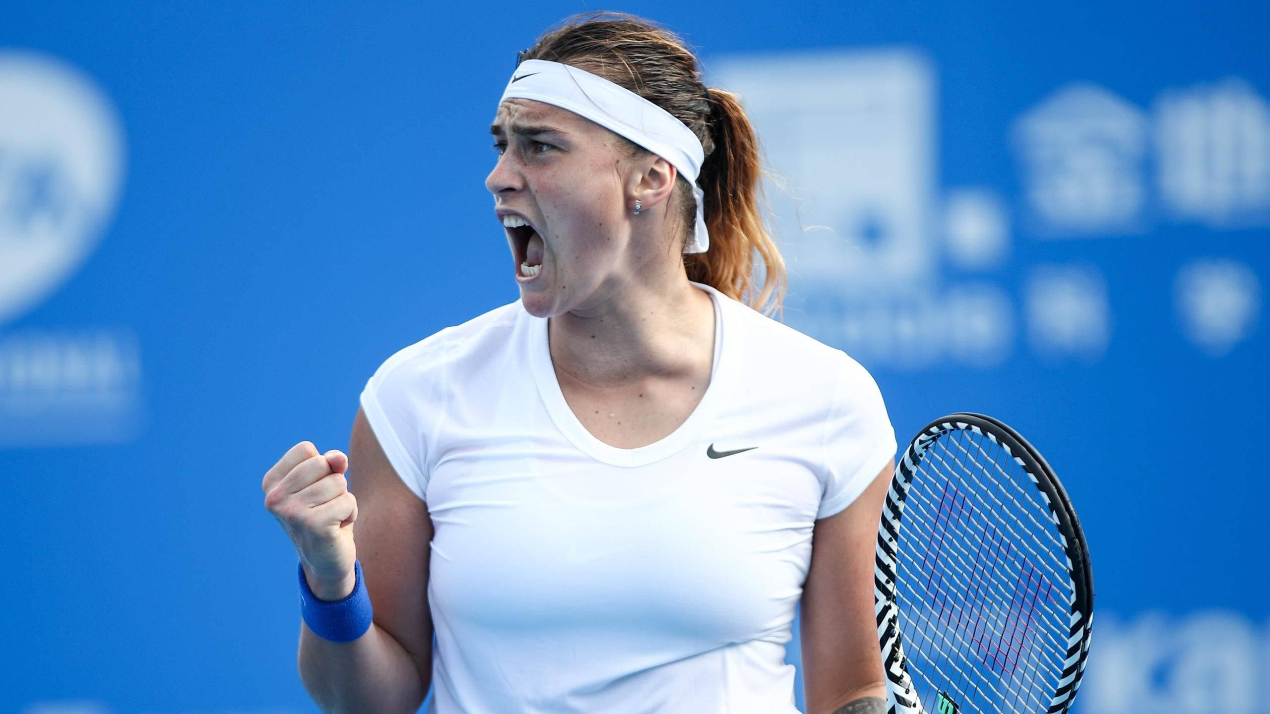 Aryna Sabalenka, tennis player, clenched fist, 2K Desktop Wallpaper