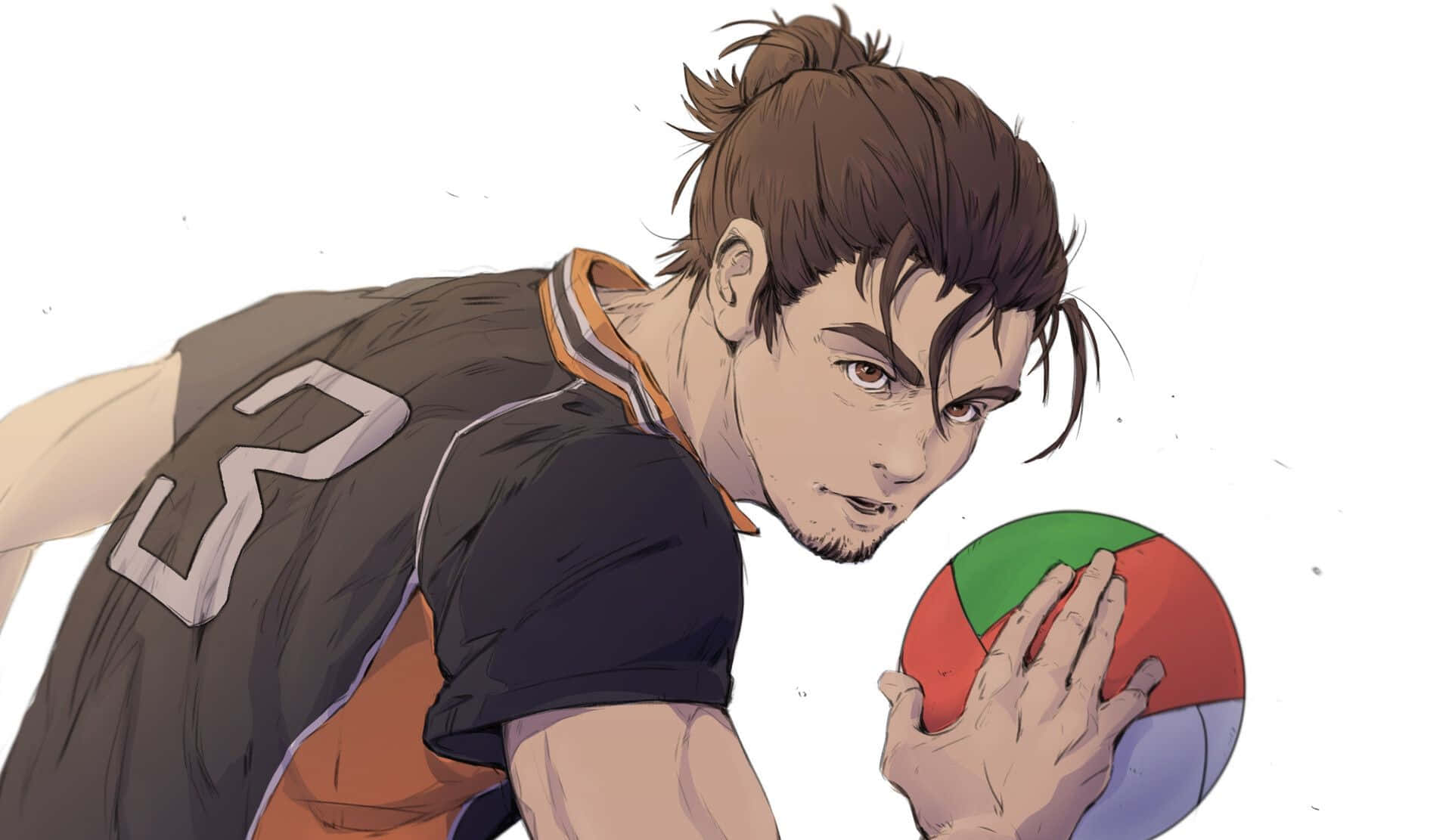 Asahi Azumane, volleyball match, dark jersey, Full HD Desktop Wallpaper