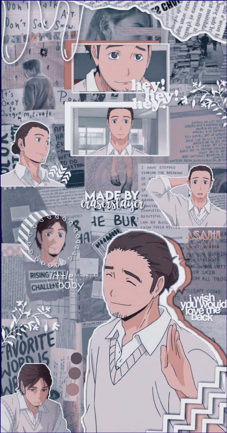 Asahi Azumane, volleyball court, handwritten quotes, HD Phone Wallpaper