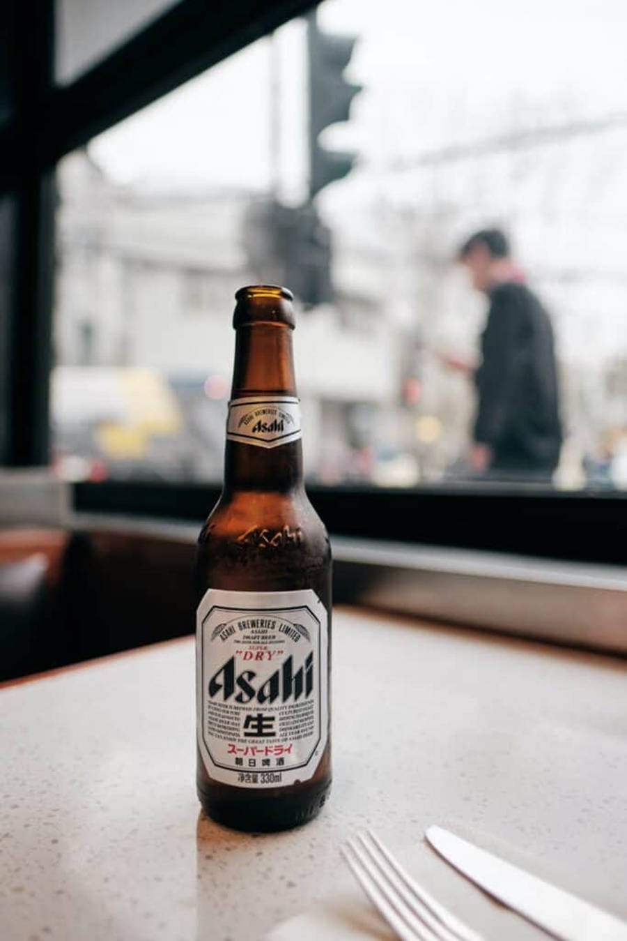 Asahi Super Dry, chilled beer bottle, speckled countertop, HD Phone Wallpaper