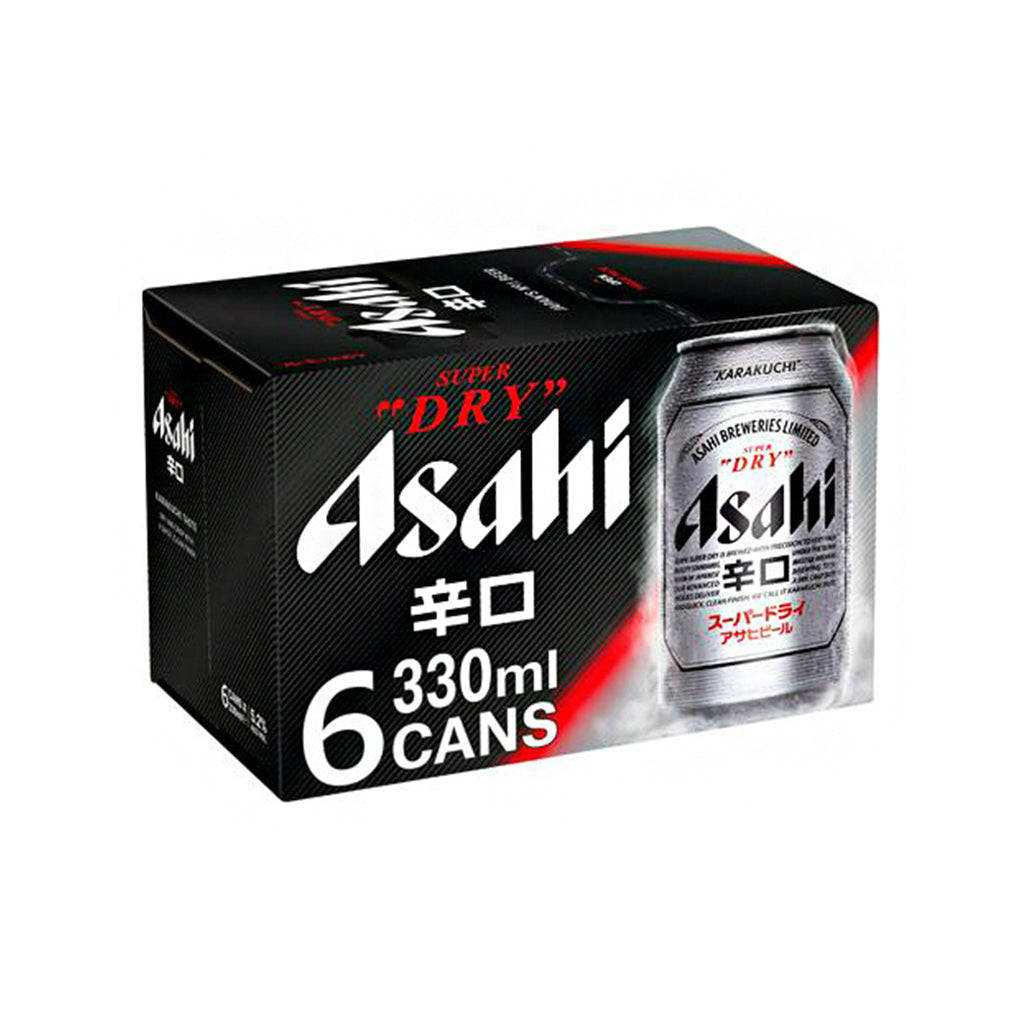 Asahi Super Dry, black and red box, six 330ml cans, SD Desktop Wallpaper