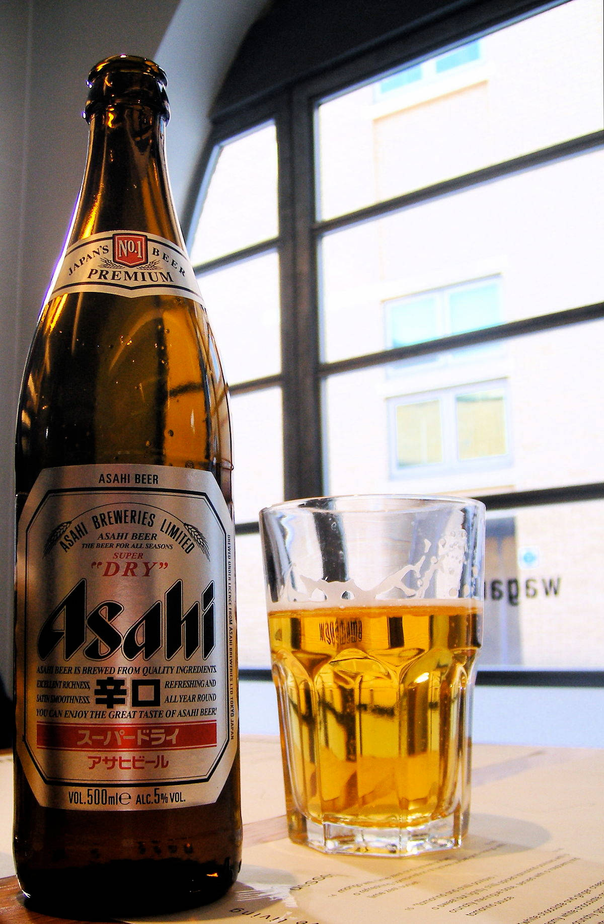 Asahi Super Dry, bottle, glass, HD Phone Wallpaper