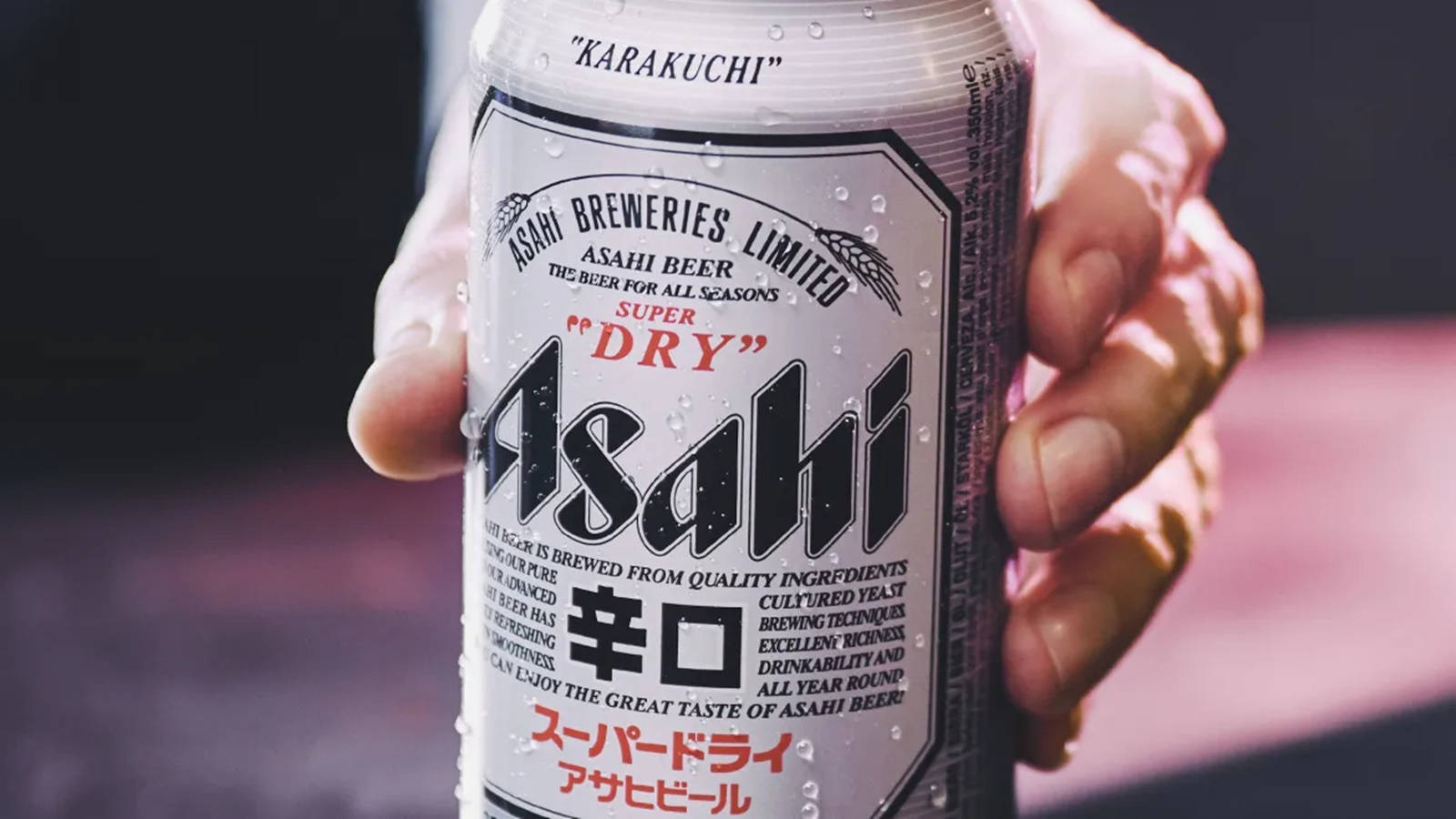Asahi Super Dry, beer can, condensation droplets, HD Desktop Wallpaper