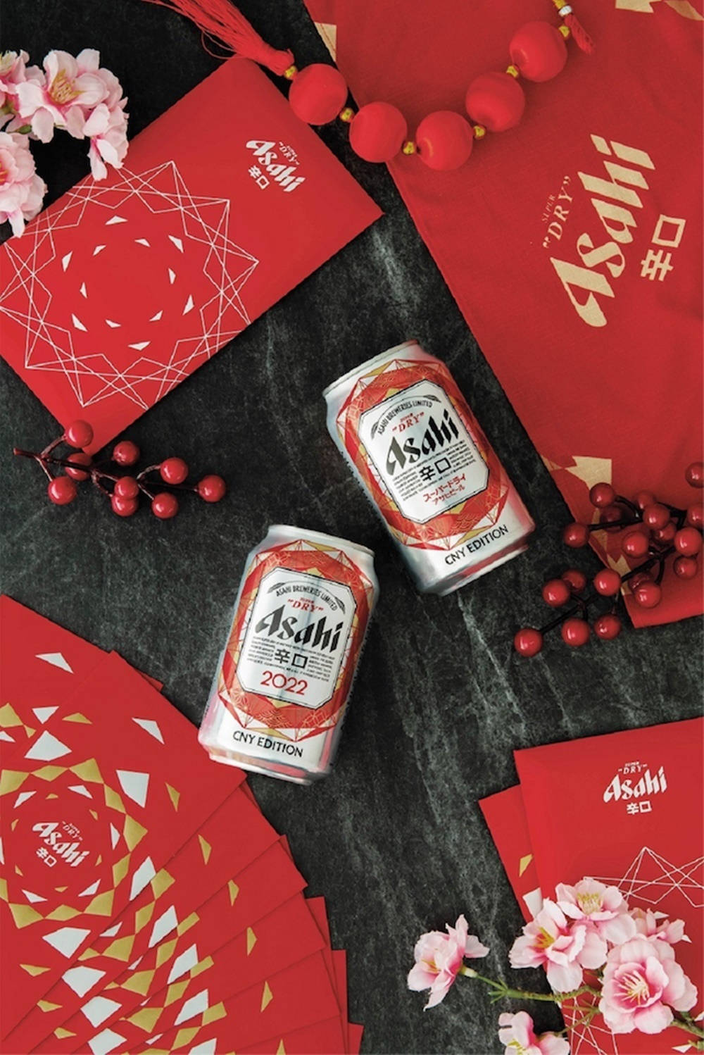 Asahi Super Dry, CNY-themed packaging, cherry blossoms, HD Phone Wallpaper