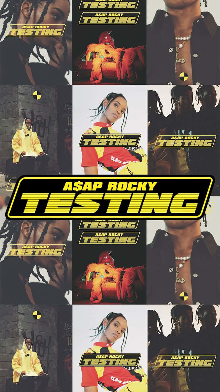 ASAP Rocky, bold yellow and red outfits, TESTING text overlays, HD Phone Wallpaper