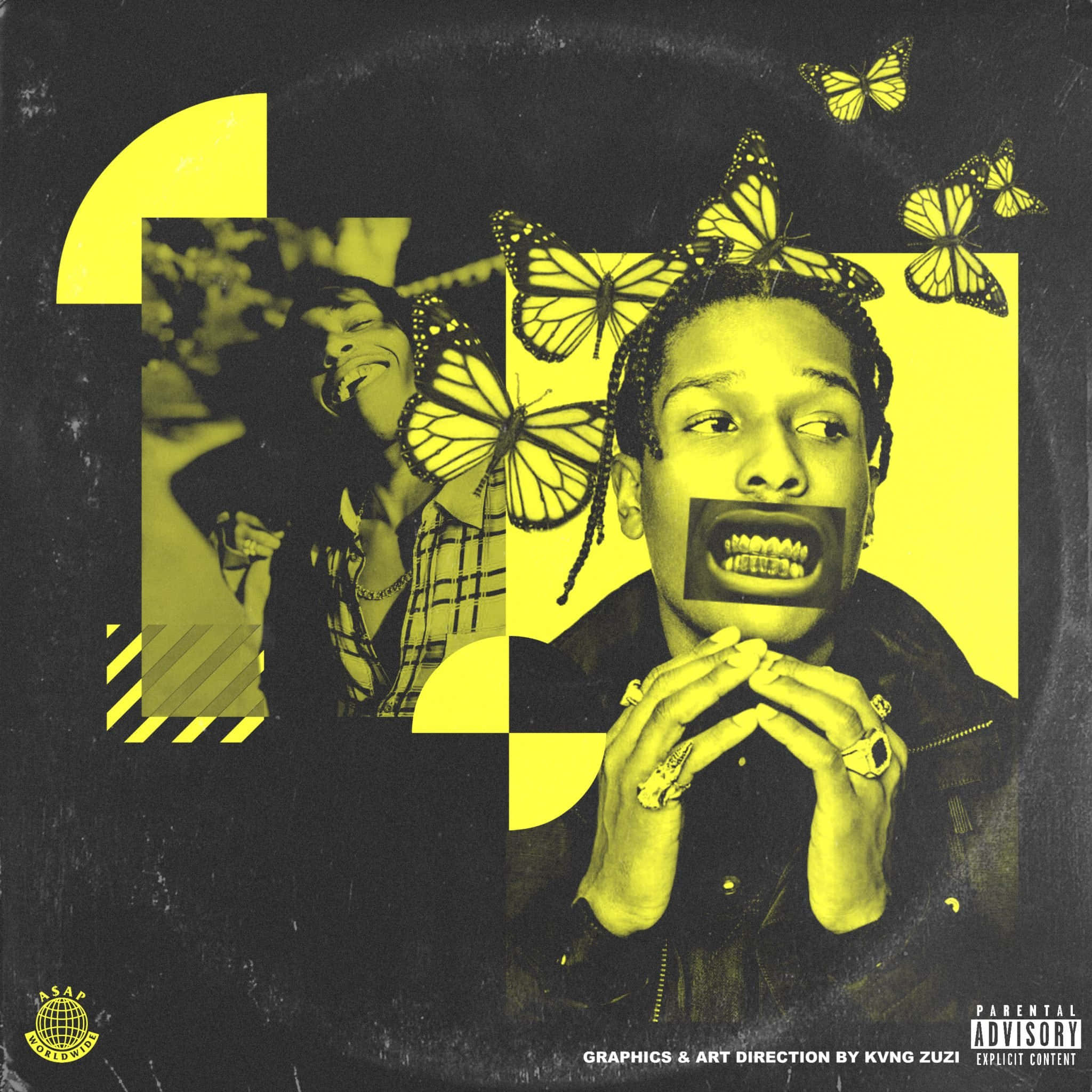 Asap Rocky, butterflies, yellow and black, Full HD Desktop Wallpaper