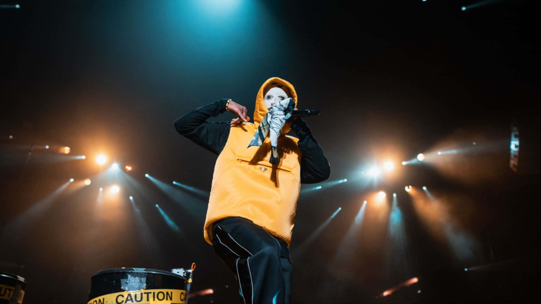 Asap Rocky, yellow hoodie, stage, Full HD Desktop Wallpaper