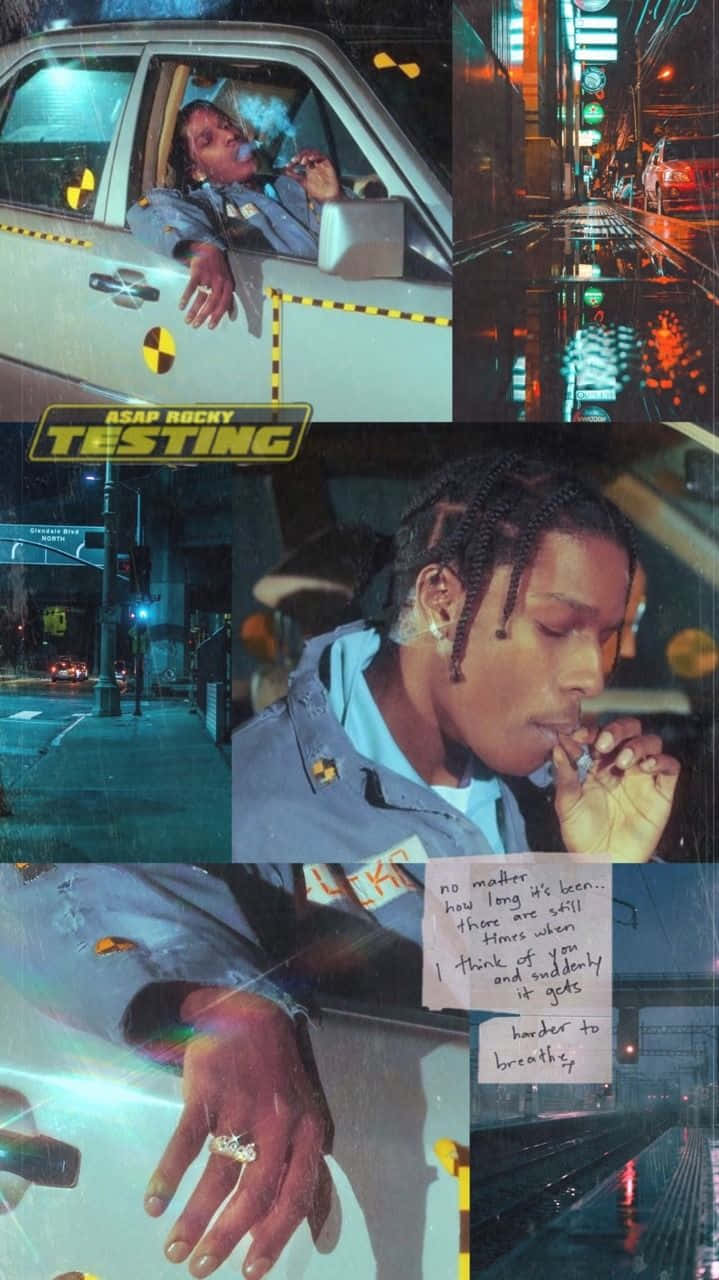 ASAP Rocky, neon-lit urban streets, reflective wet pavement, HD Phone Wallpaper