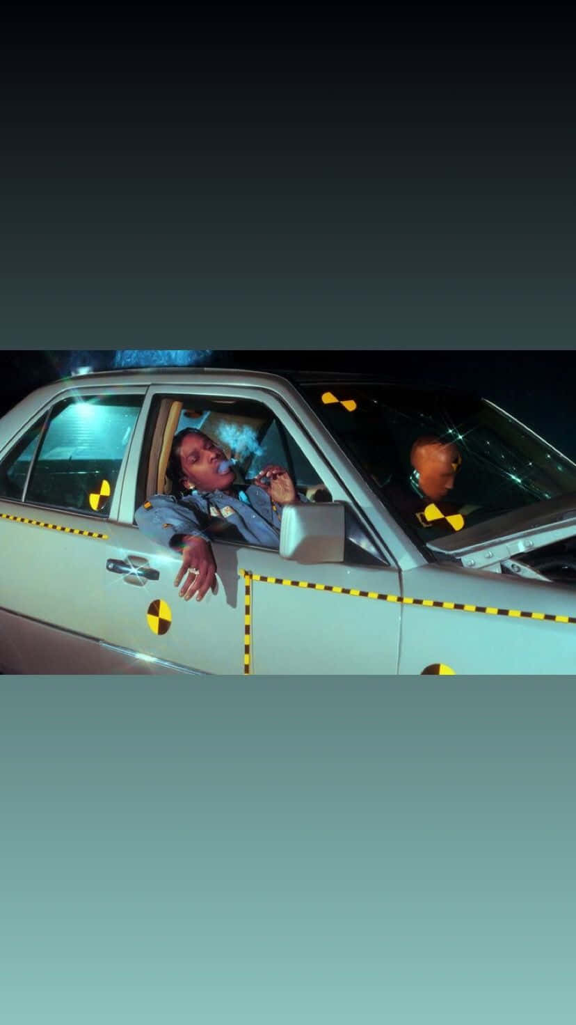 Asap Rocky, silver car, night, HD Phone Wallpaper