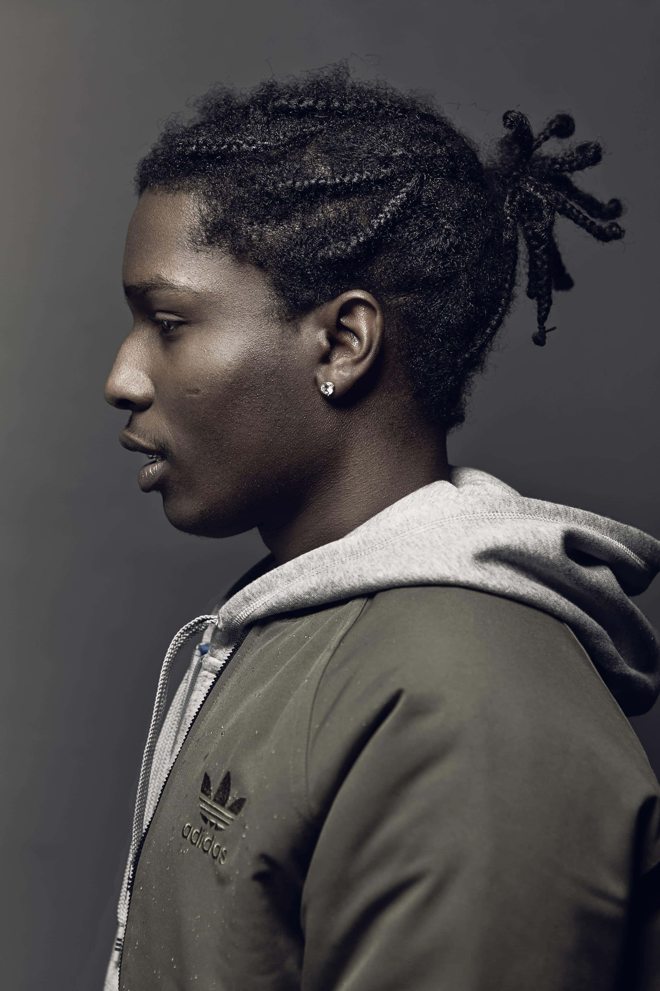 ASAP Rocky, studio, braided hair, 2K Phone Wallpaper