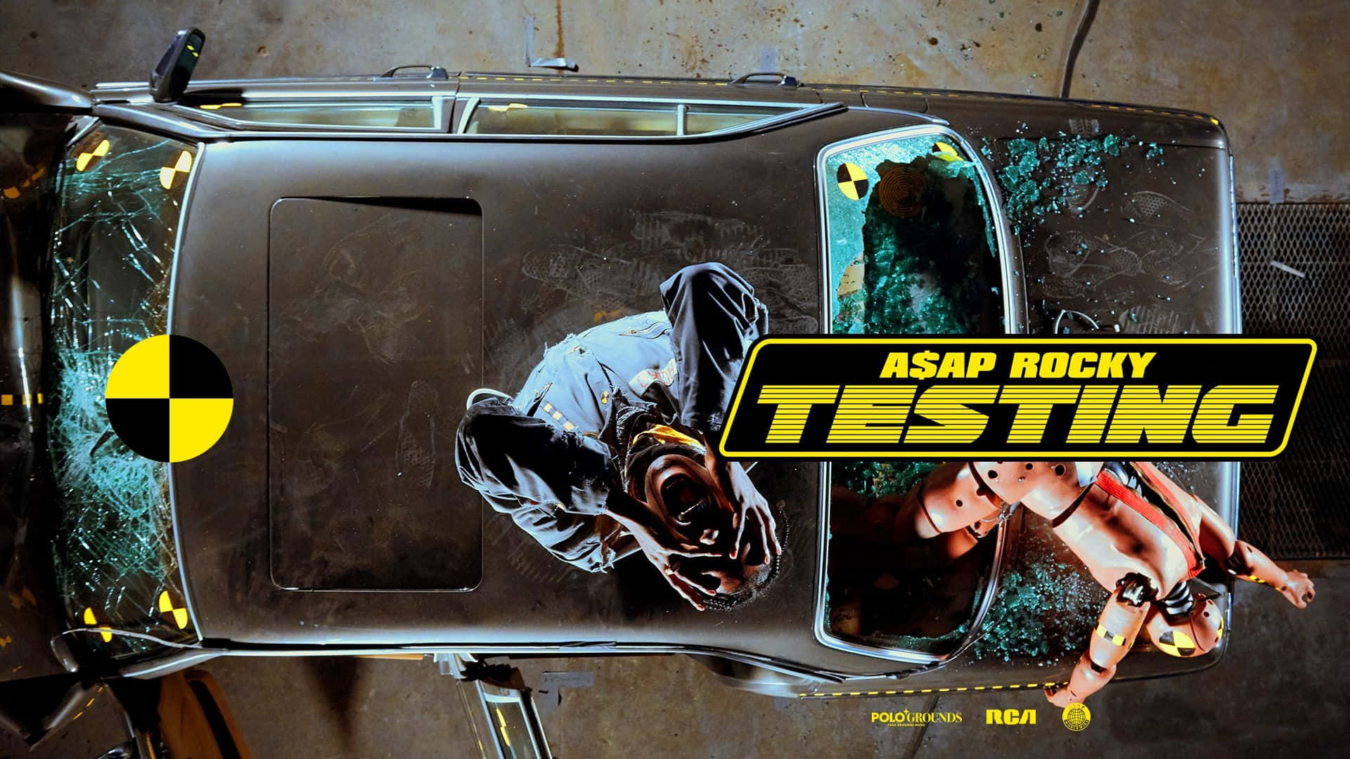 Asap Rocky, wrecked car, man and woman, Full HD Desktop Wallpaper