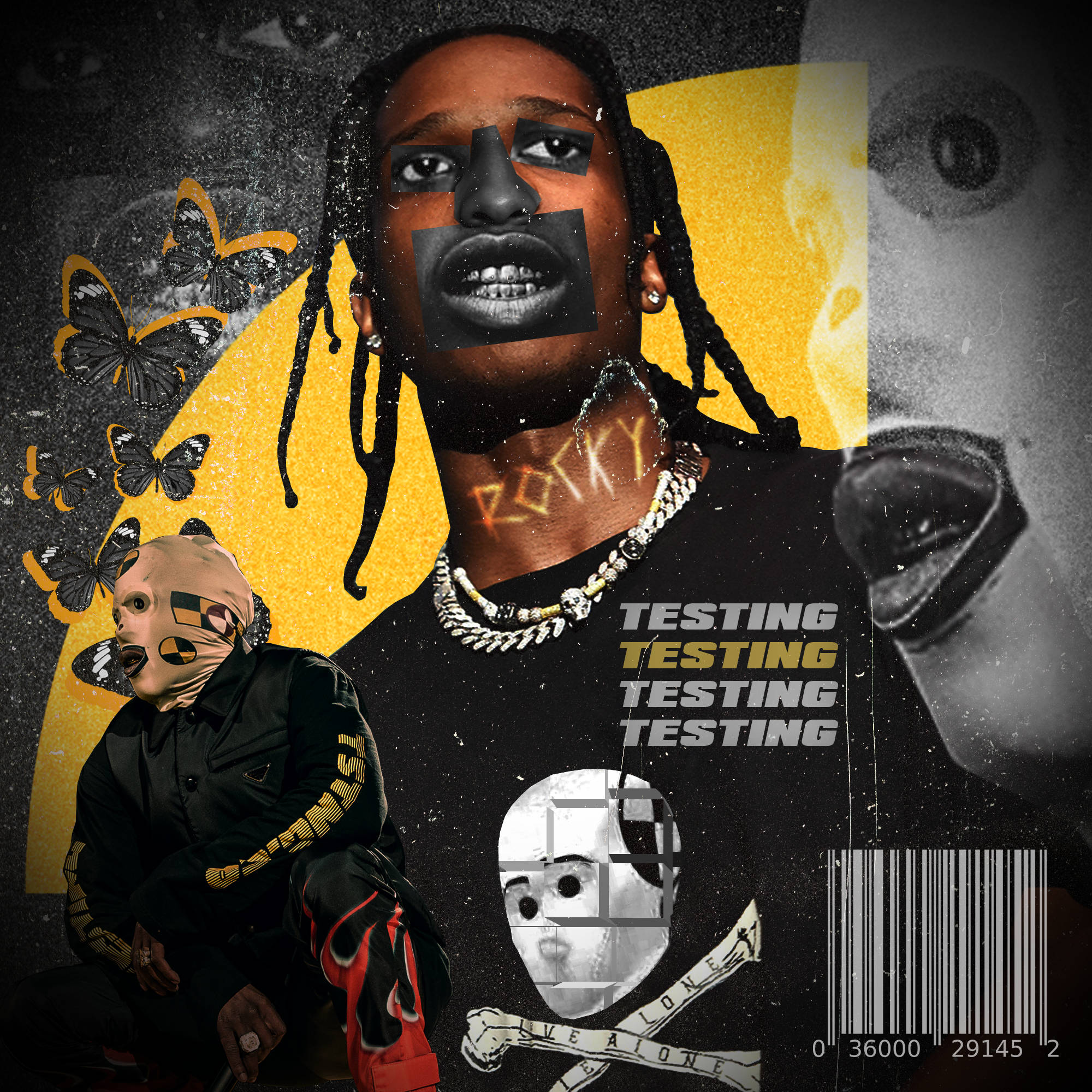 Asap Rocky, butterflies, barcode, Full HD Desktop Wallpaper