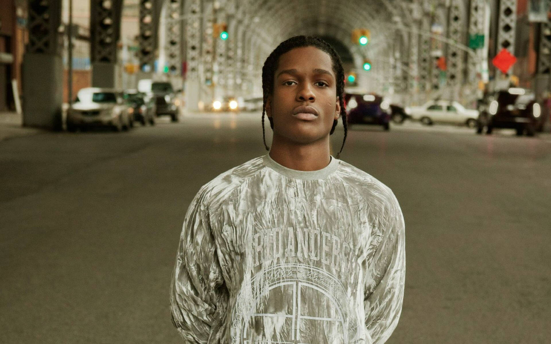 Asap Rocky, city street, under a bridge, Full HD Desktop Wallpaper