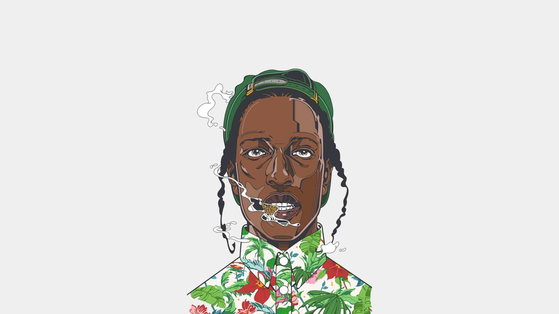 Asap Rocky, braids, green cap, Full HD Desktop Wallpaper
