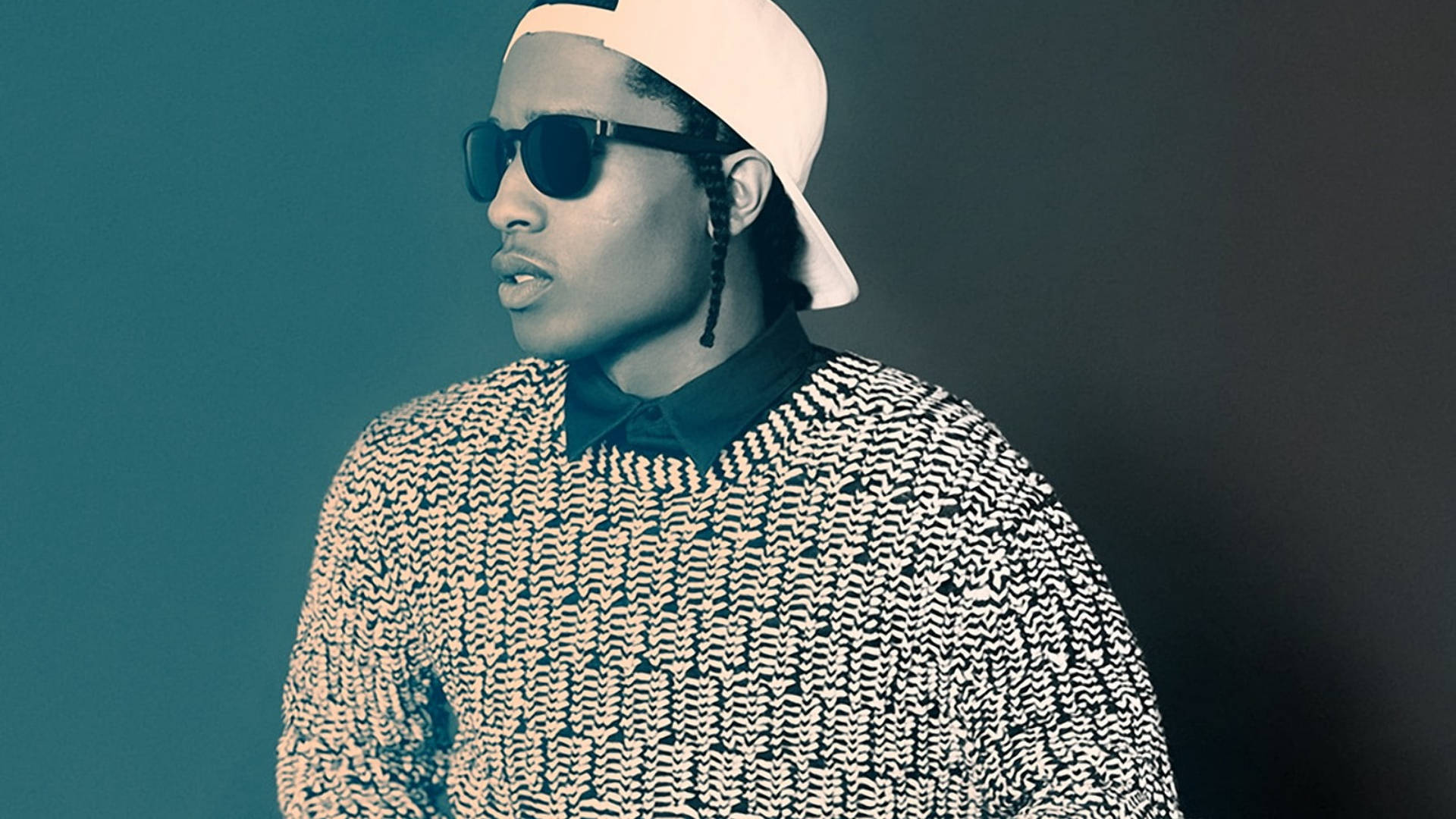 Asap Rocky, white cap, patterned sweater, Full HD Desktop Wallpaper