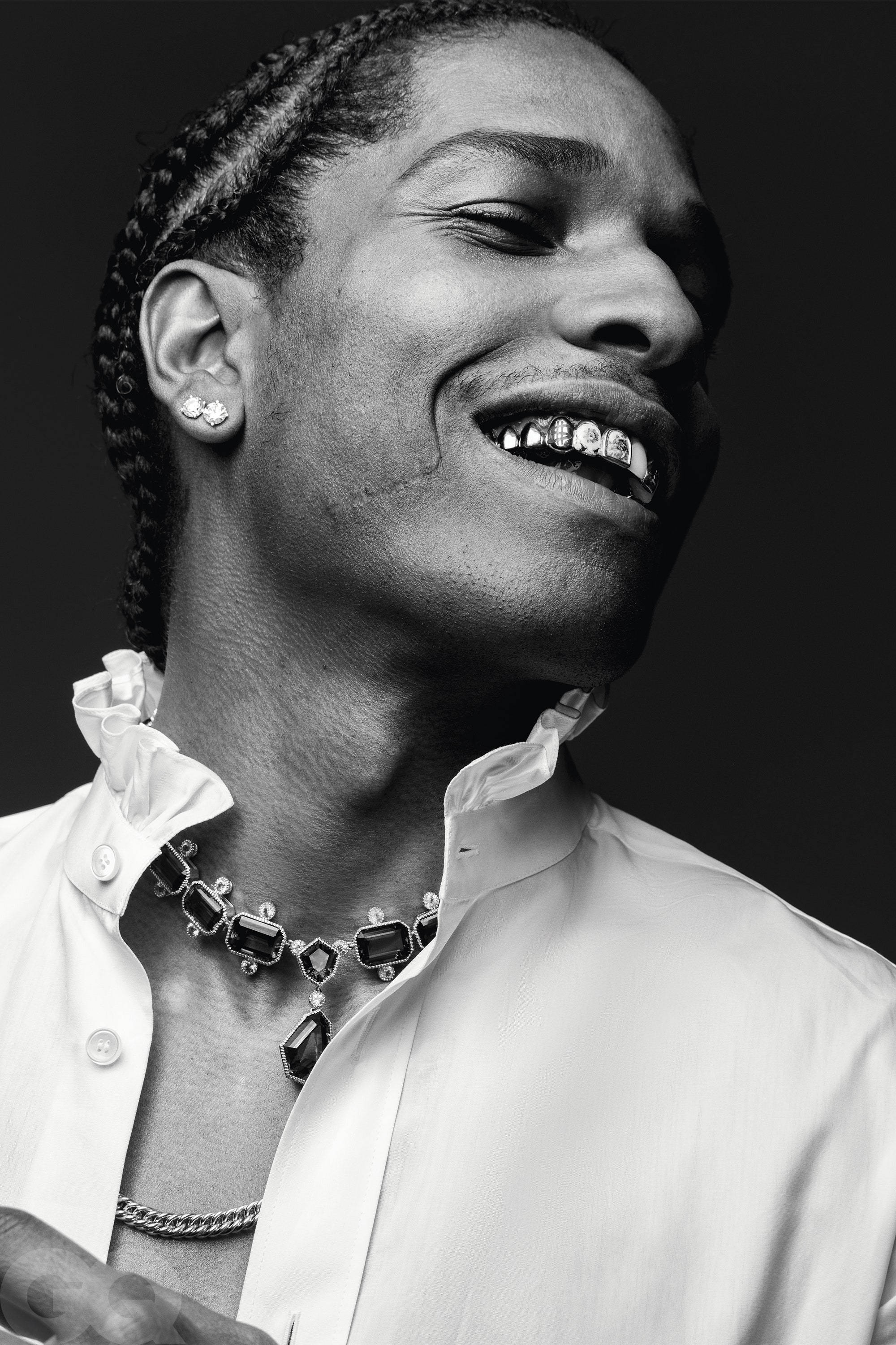 Asap Rocky, braided hair, diamond grillz, 2K Phone Wallpaper