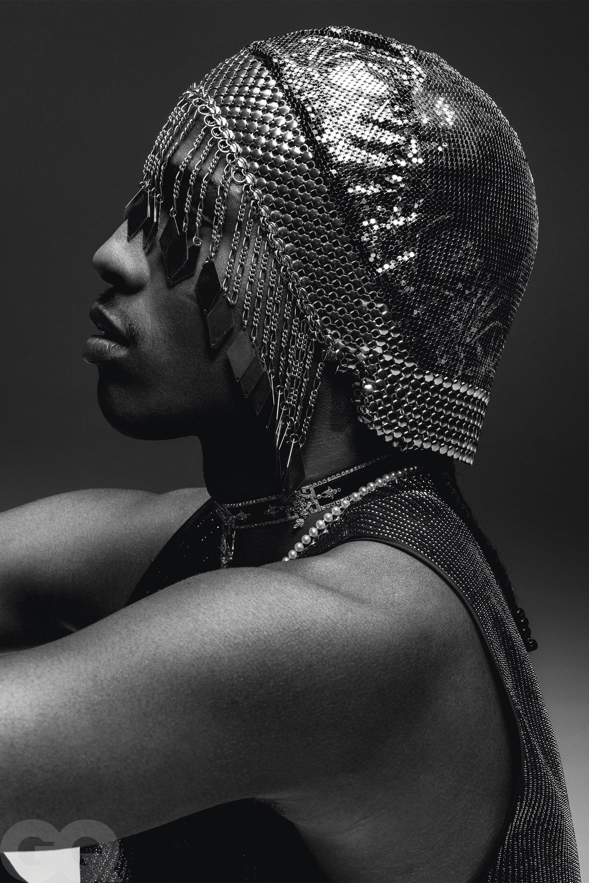 Asap Rocky, vintage flapper cap, metallic mesh headpiece, 2K Phone Wallpaper