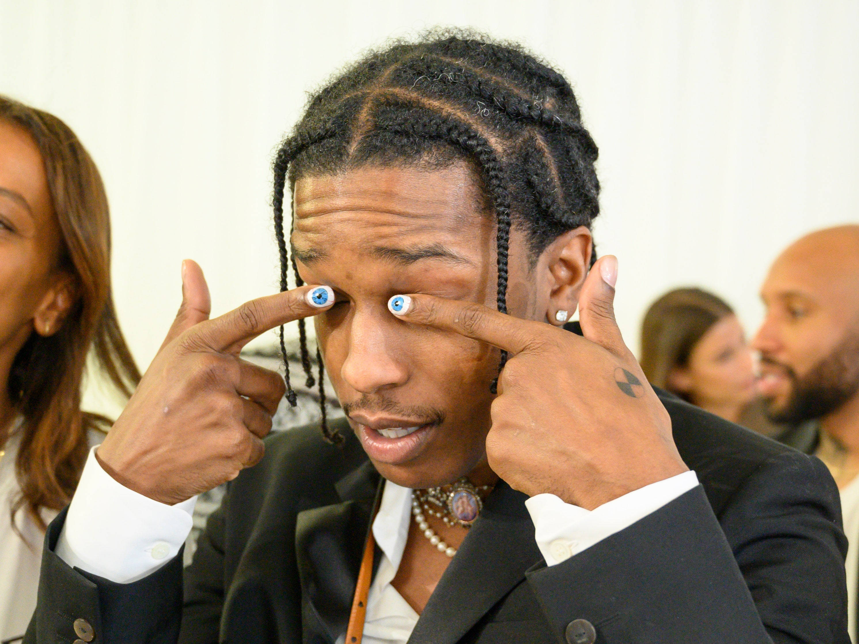 Asap Rocky, blue gemstone contact lenses, suit, 2K Desktop Wallpaper