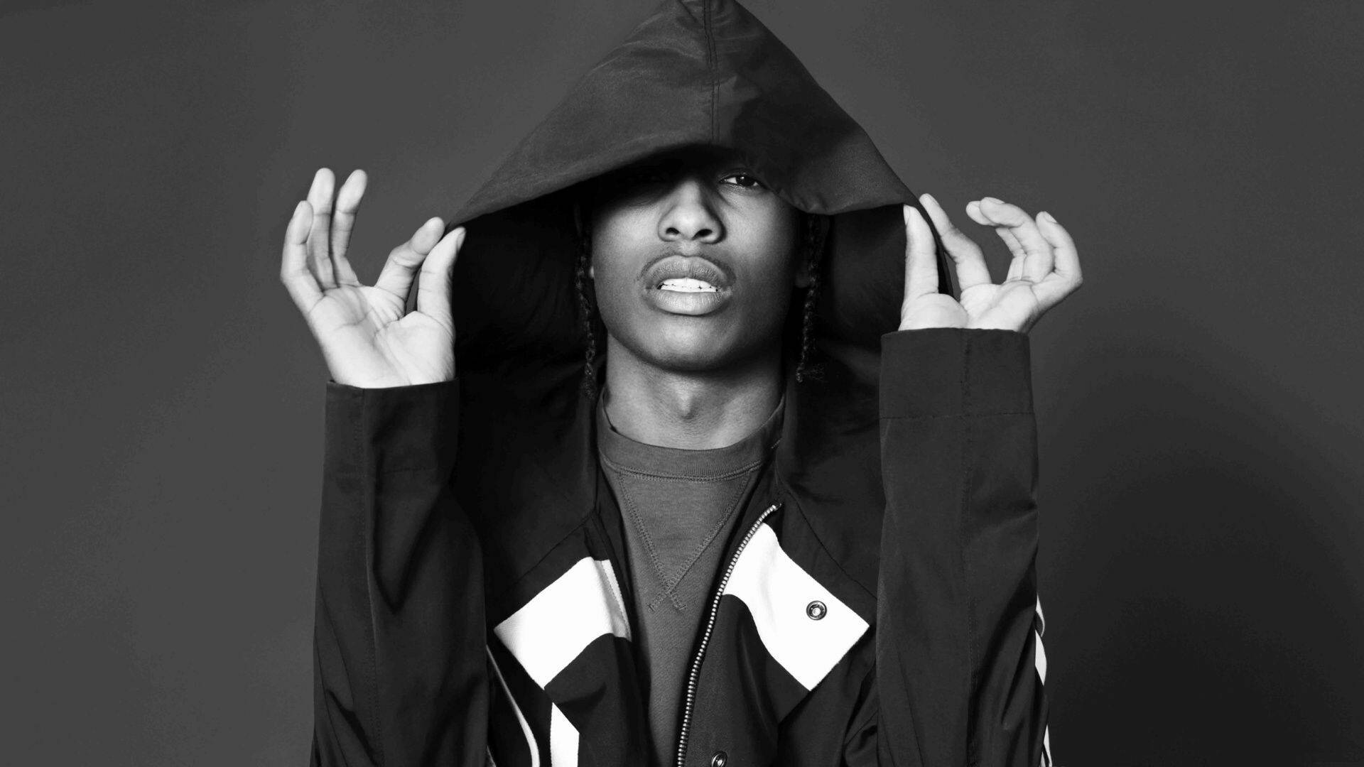 Asap Rocky, hooded jacket, intense eyes, Full HD Desktop Wallpaper