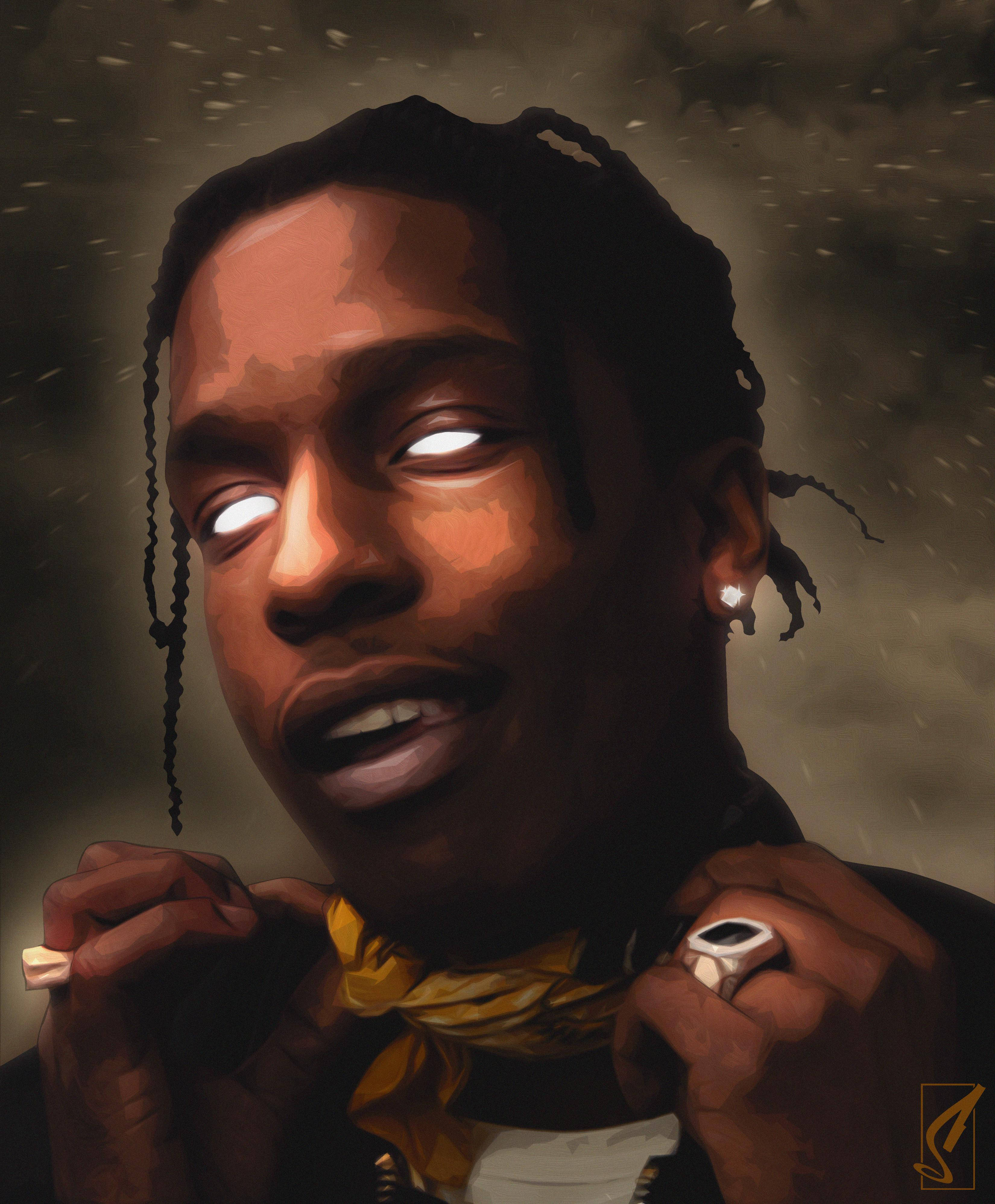 Asap Rocky, glowing eyes, braided hair, 4K Phone Wallpaper