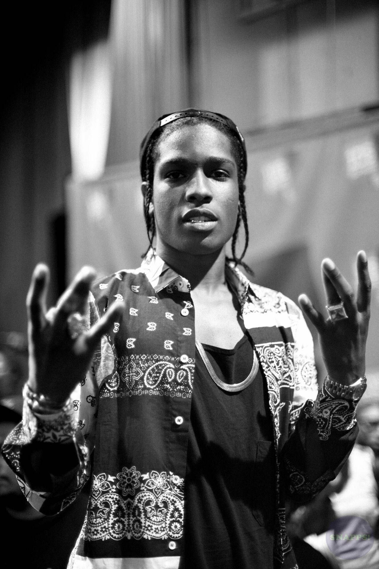 Asap Rocky, braids, patterned shirt, Full HD Phone Wallpaper
