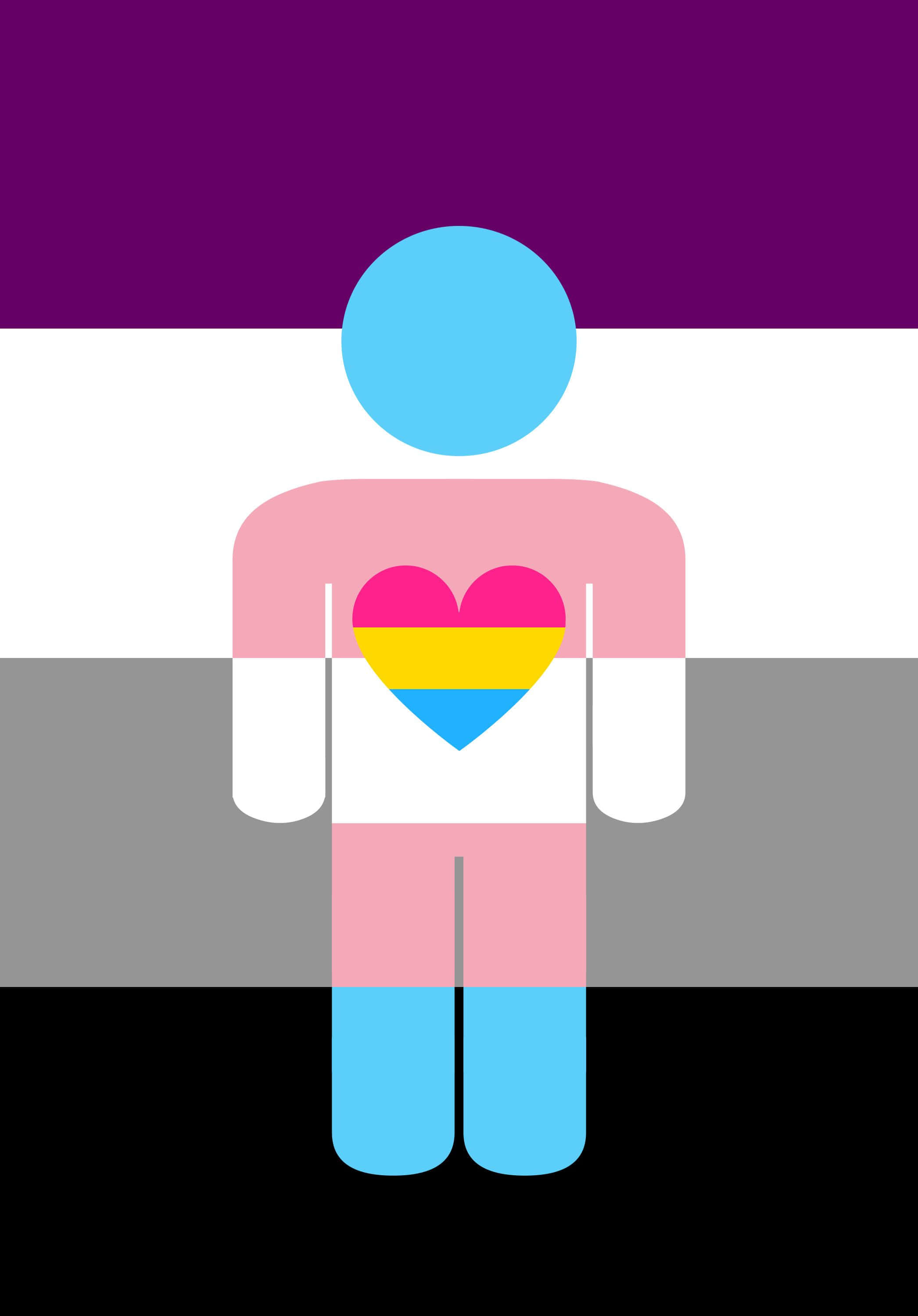 Asexual, human figure, heart emblem, 2K Phone Wallpaper