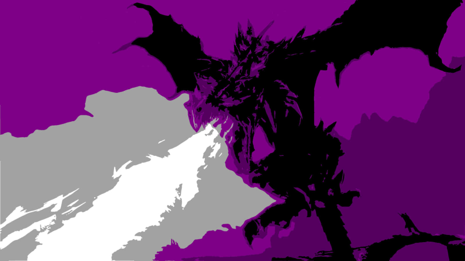 purple and black dragon, wings, purple background, HD Desktop Wallpaper