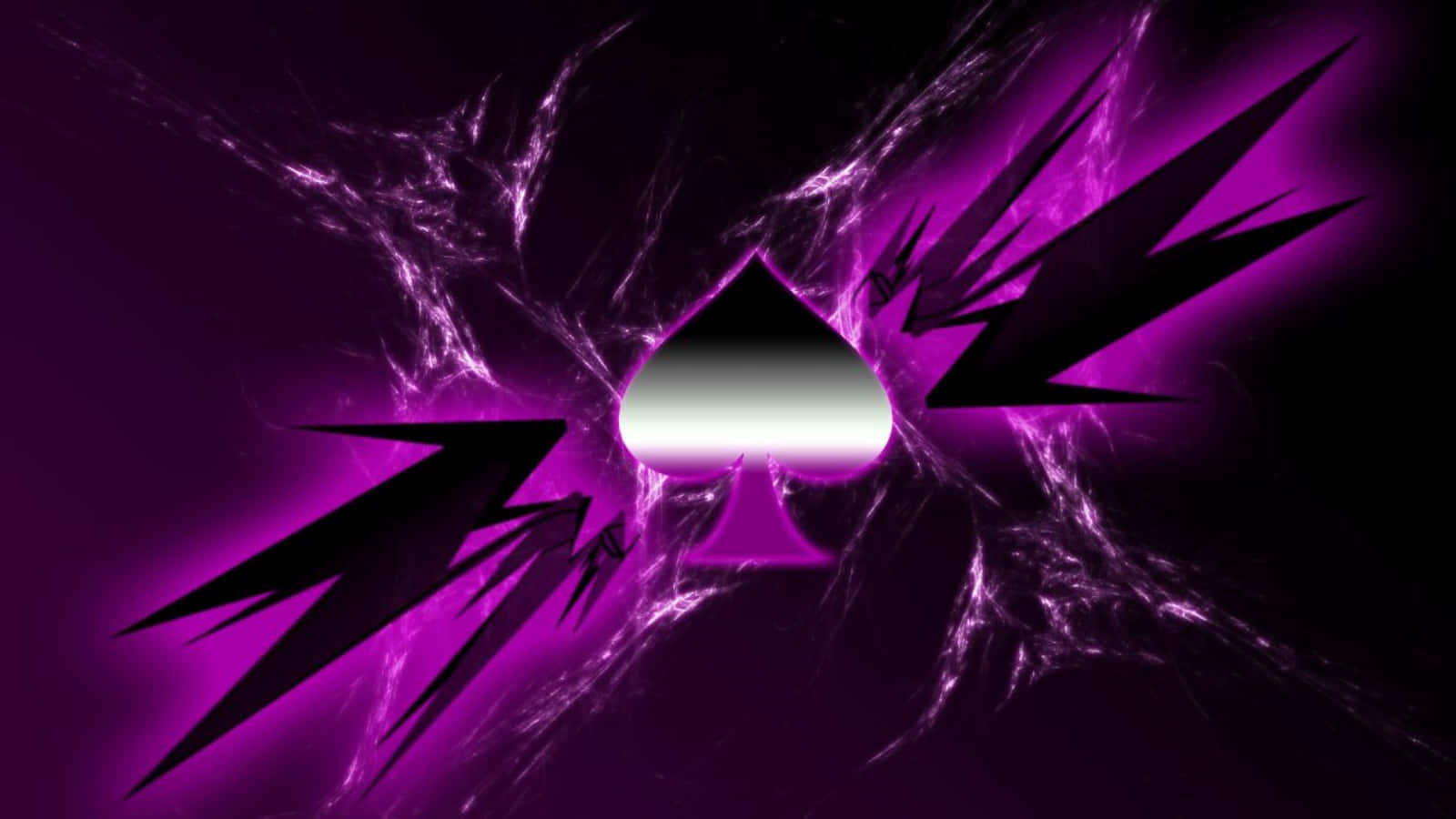 purple ace of spades, lightning bolts, glowing purple, HD Desktop Wallpaper
